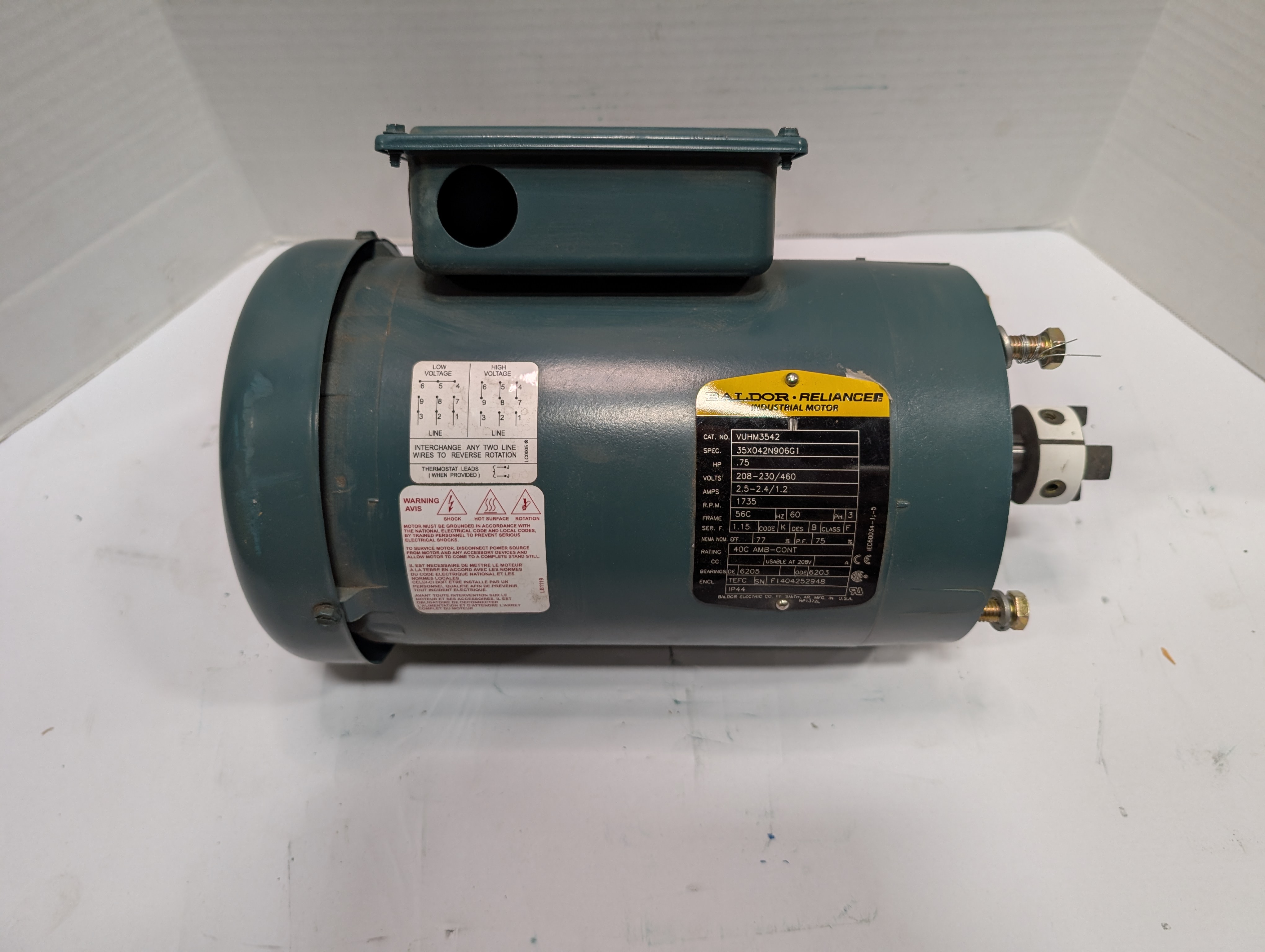 Baldor Reliance - 0.75 HP Electric Motor - VUHM3542