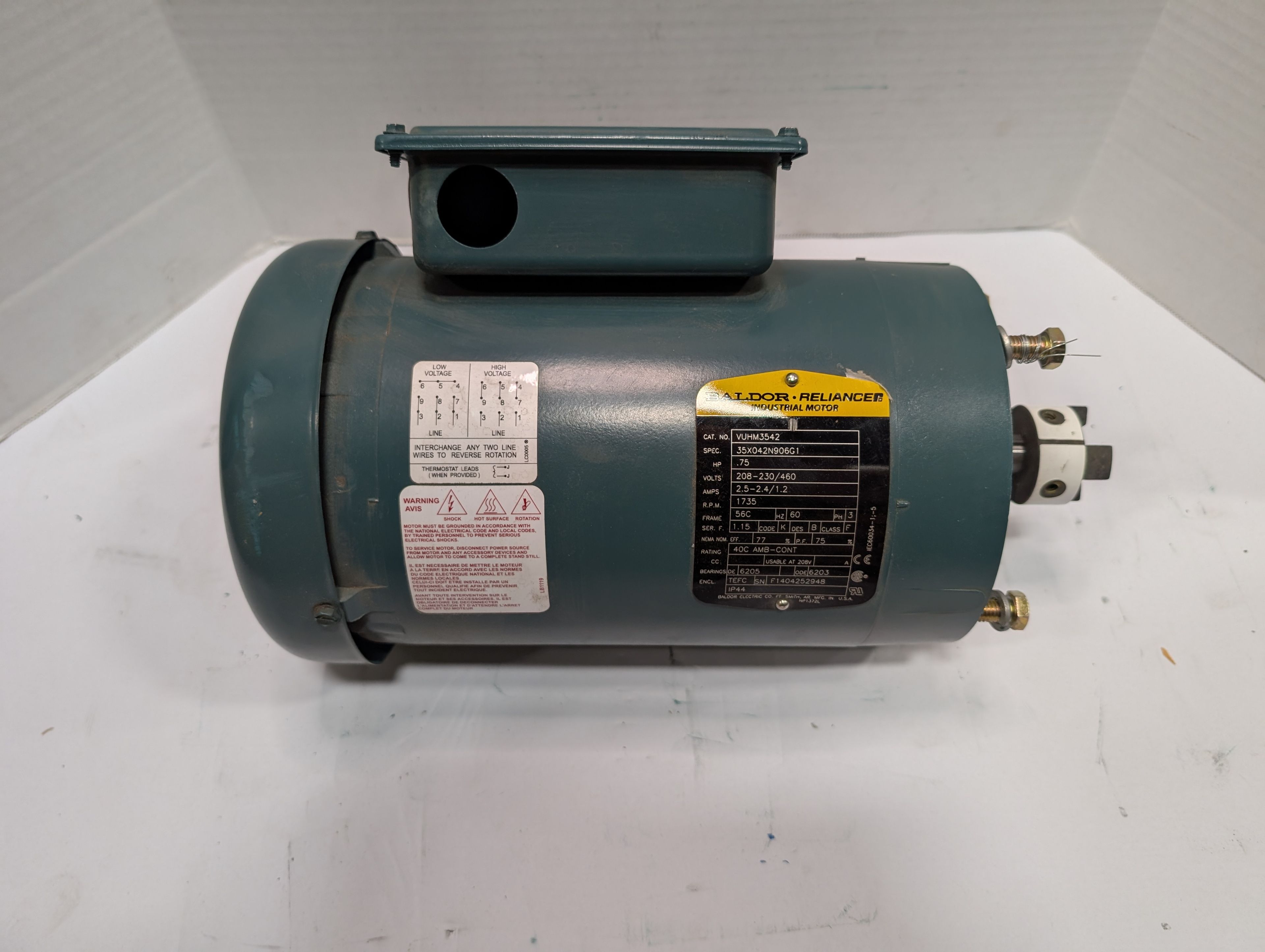 Baldor Reliance - 0.75 HP Electric Motor - VUHM3542