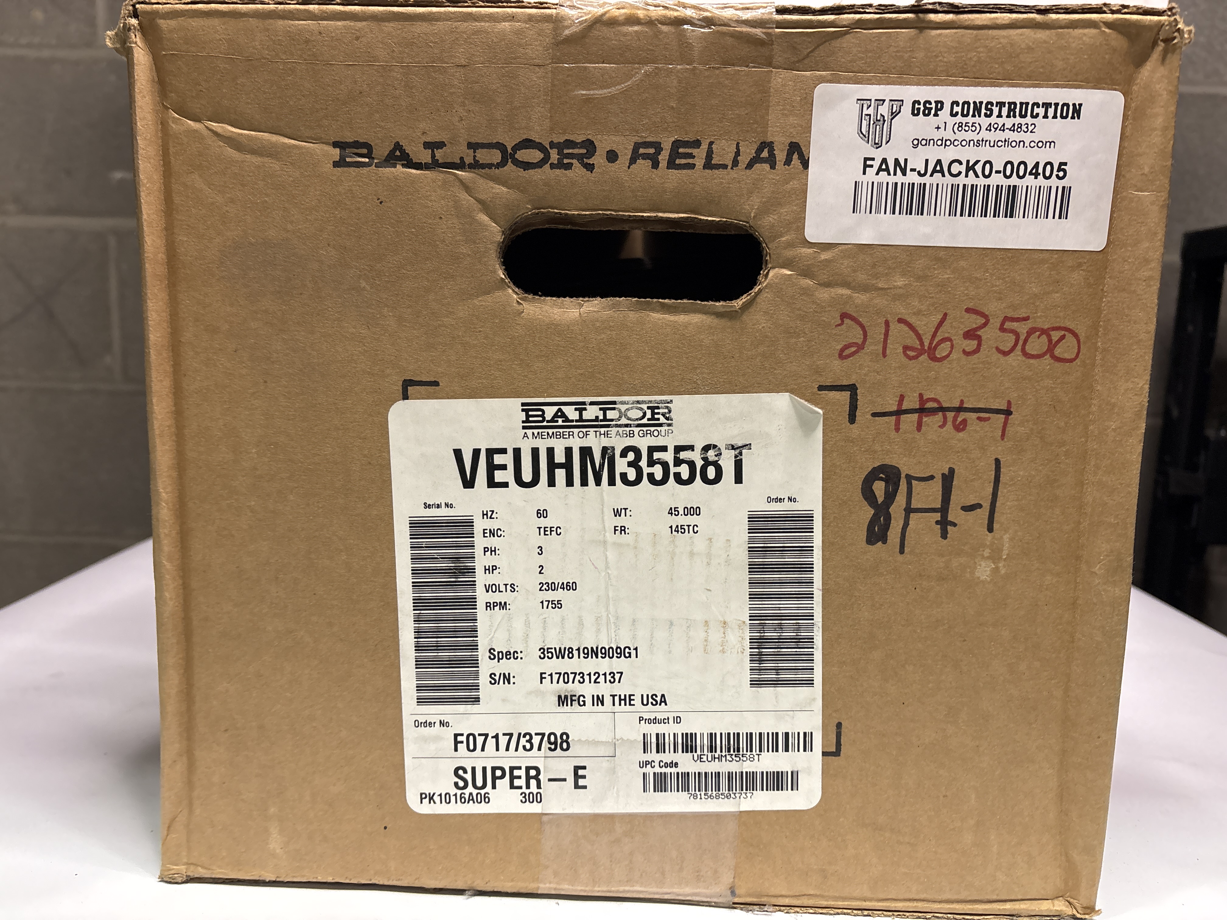 Baldor Reliance - 2 HP Electric Motor - VEUHM3558T
