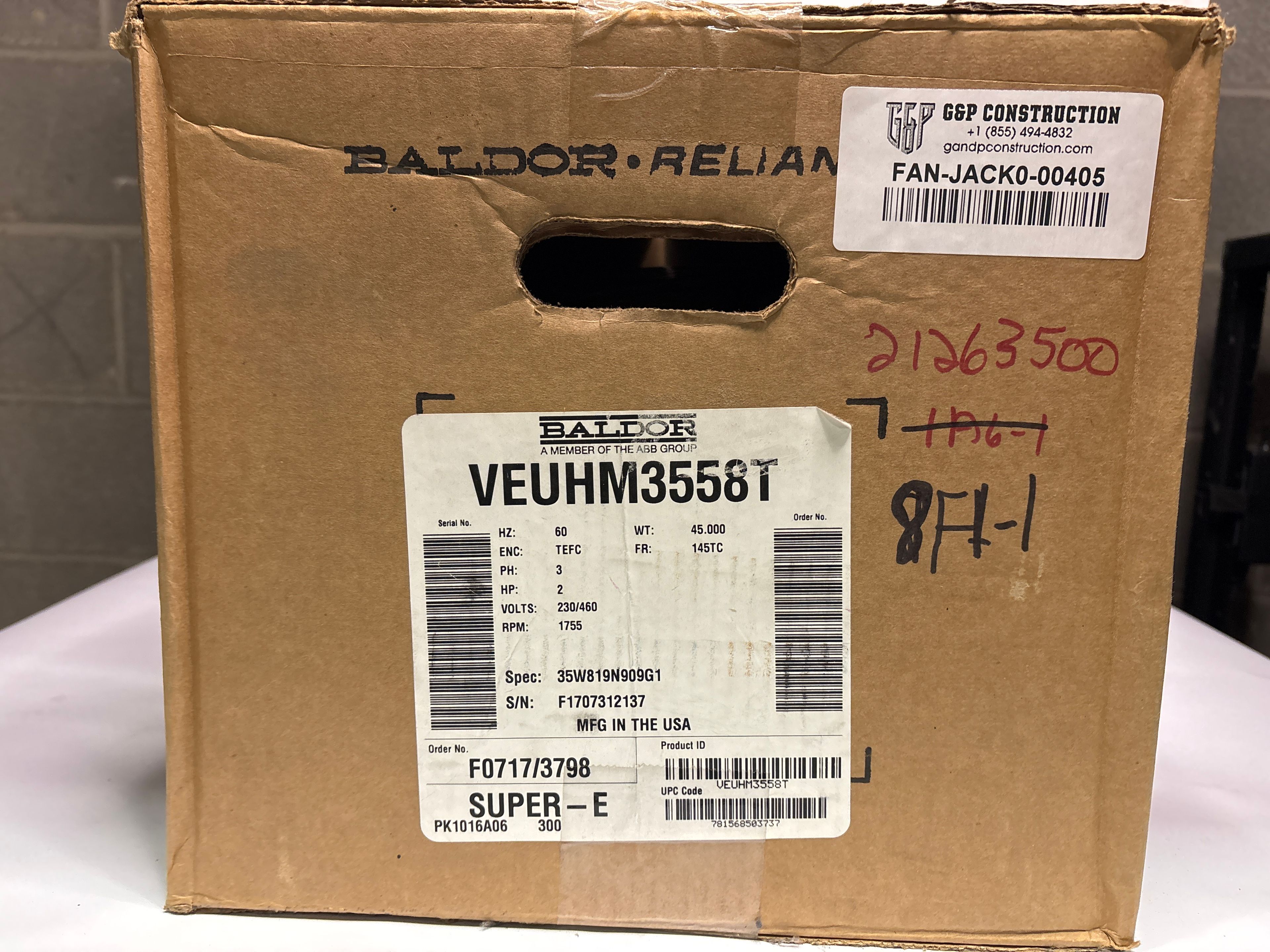 Baldor Reliance - 2 HP Electric Motor - VEUHM3558T