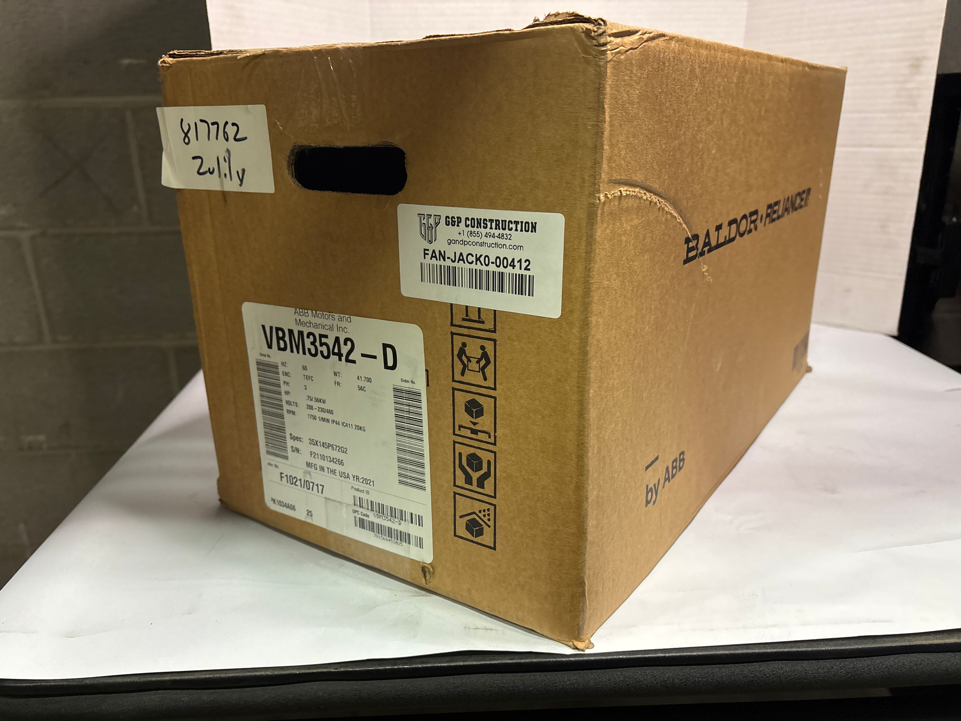 Baldor Reliance - .75 HP Electric Motor - VBM3542-D - Document 2