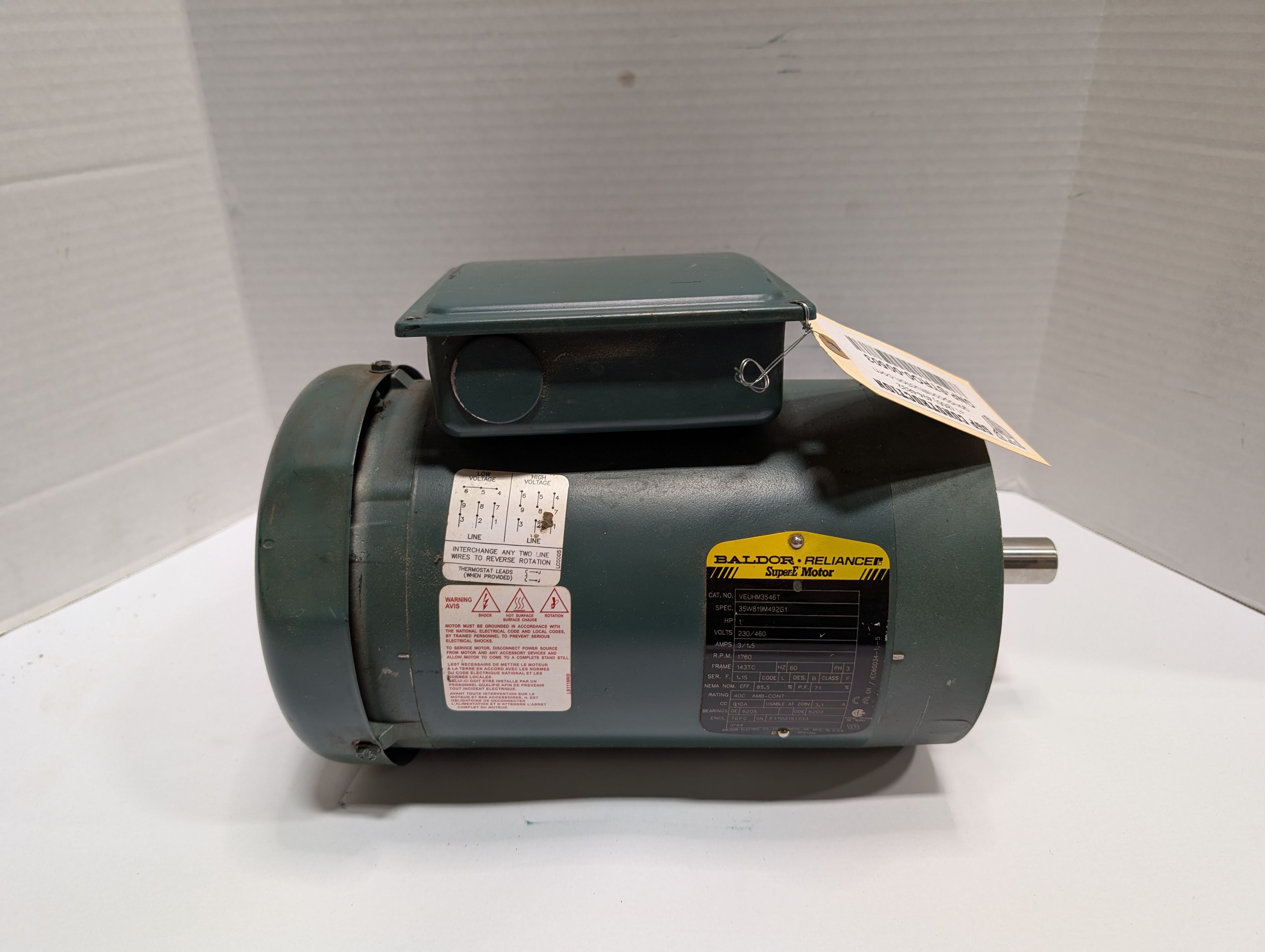 Baldor Reliance - 1 HP Electric Motor - VEUHM3546T - Document 4