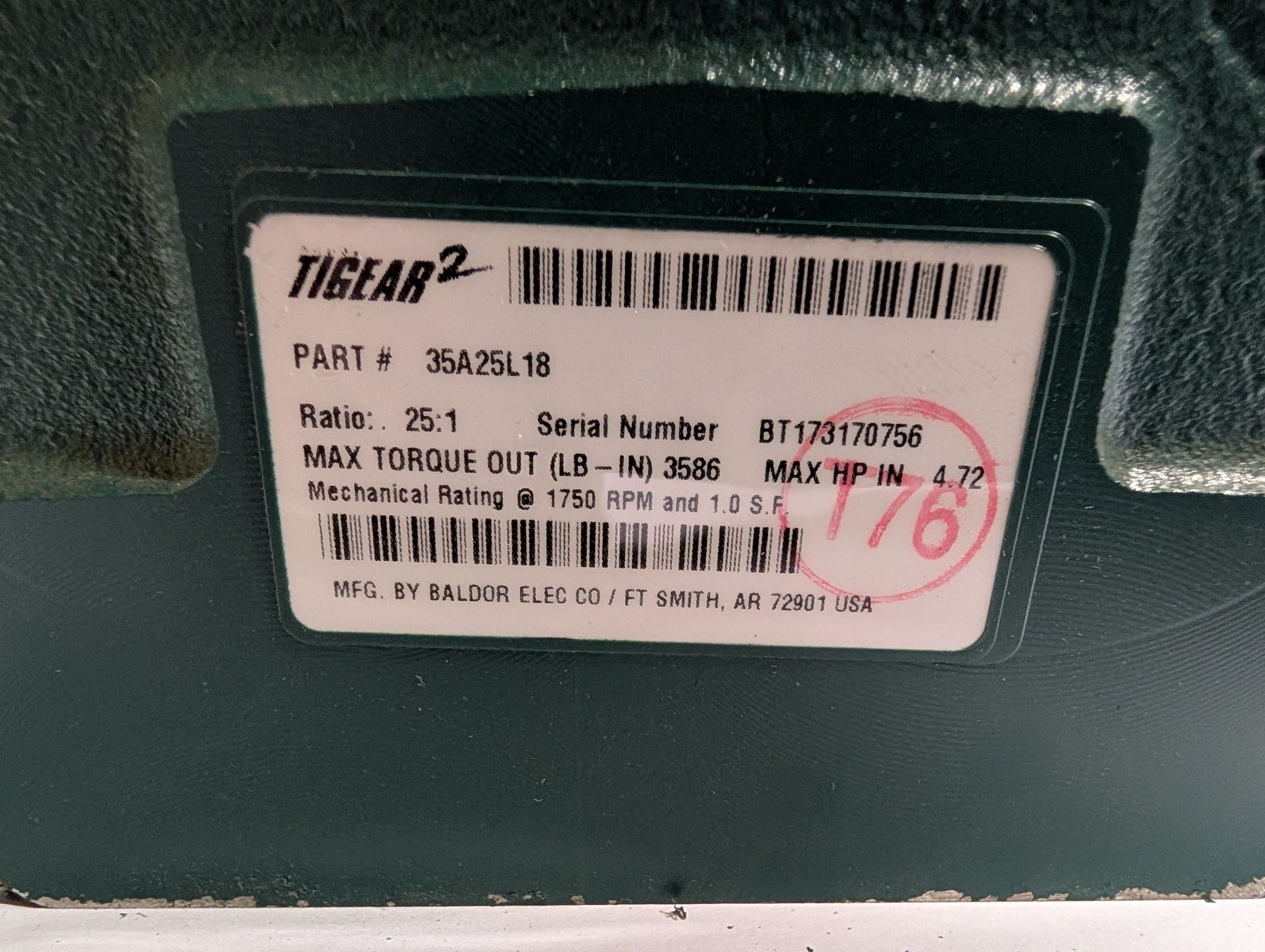 Dodge Tigear - 25:1 Gear Reducer - 35A25L18 - Document 3