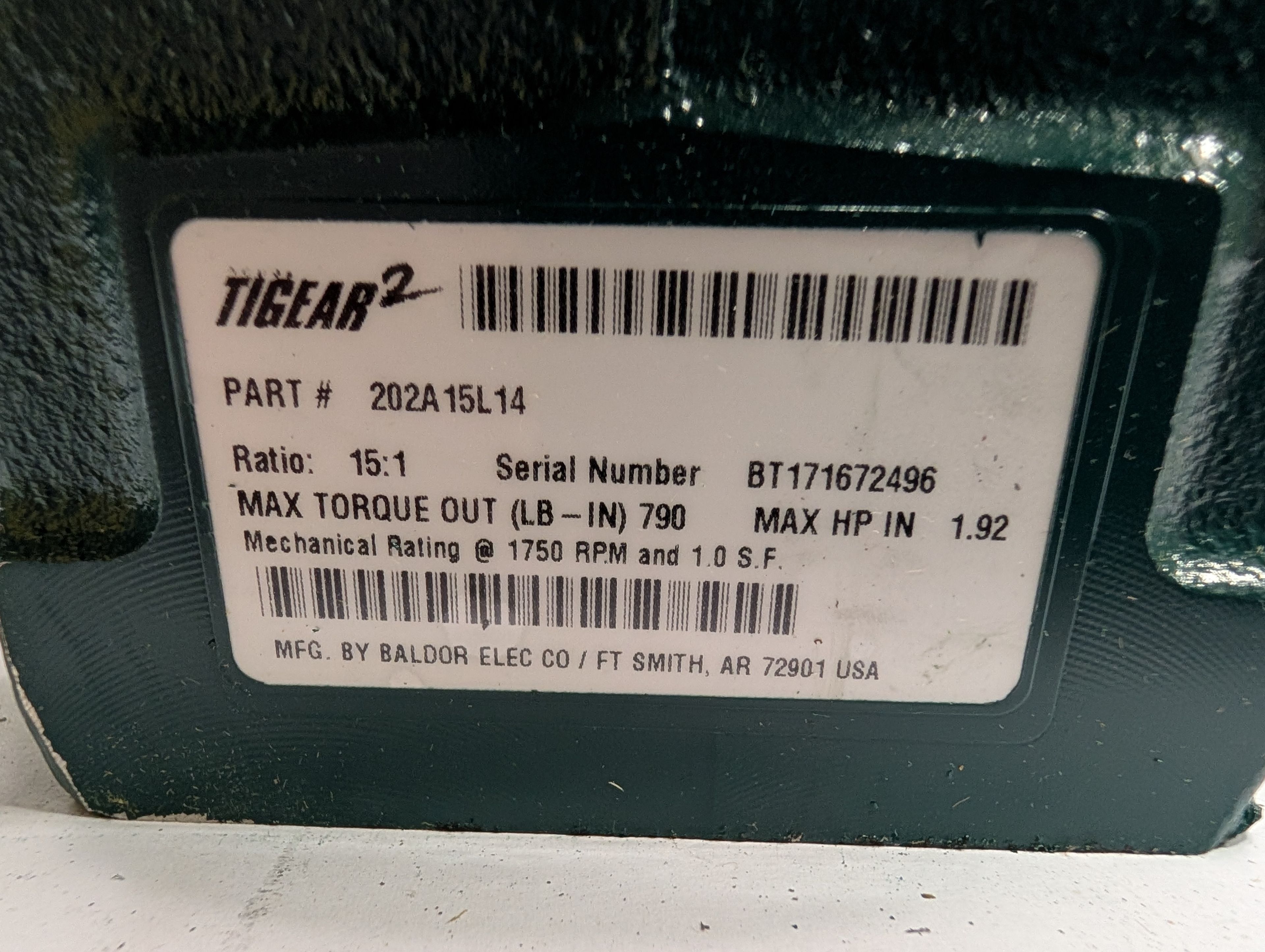Dodge Tigear - 15:1 Gear Reducer - 202A15L14 - Document 4
