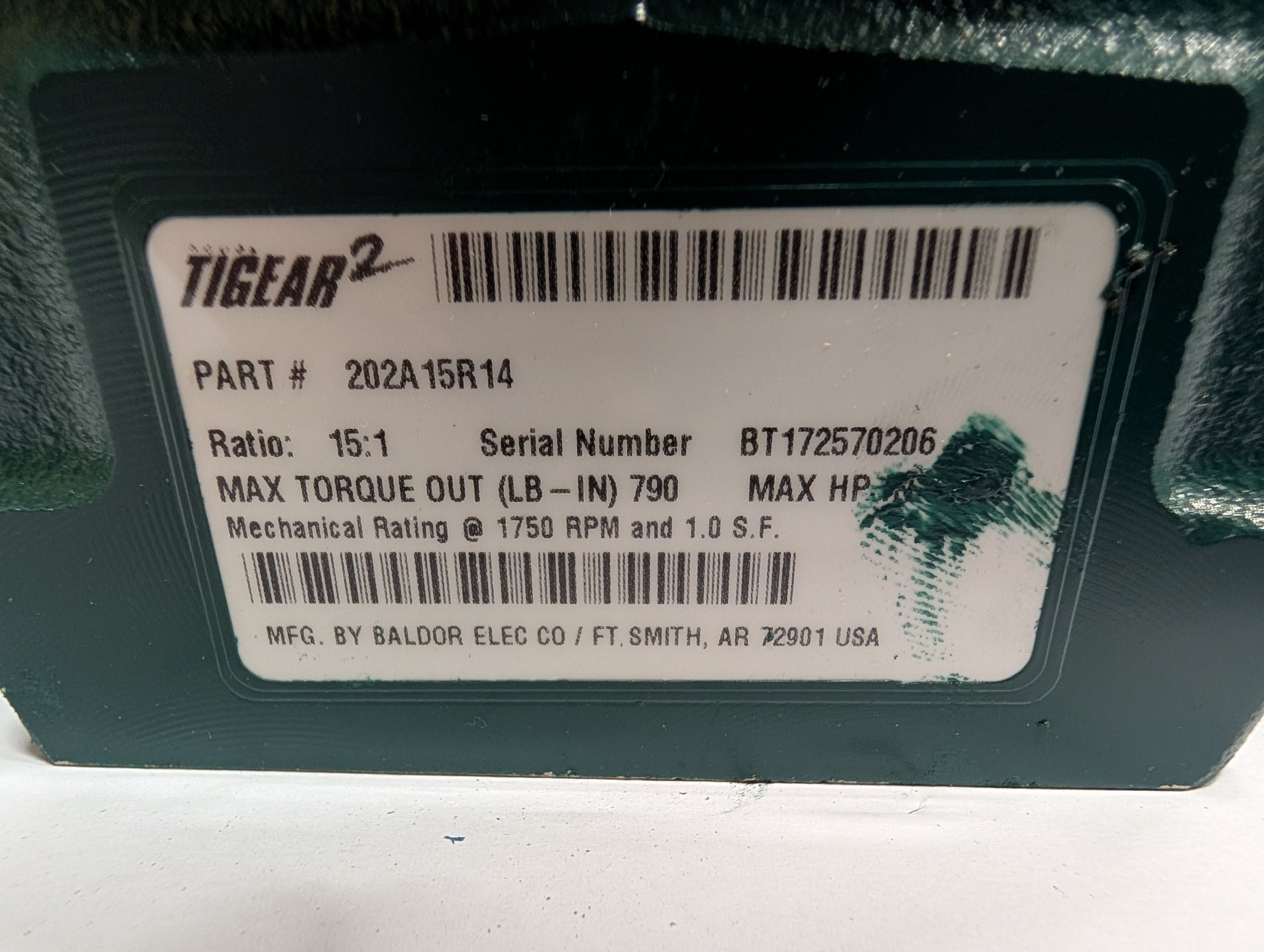 Dodge Tigear - 15:1 Gear Reducer - 202A15R14 - Document 2