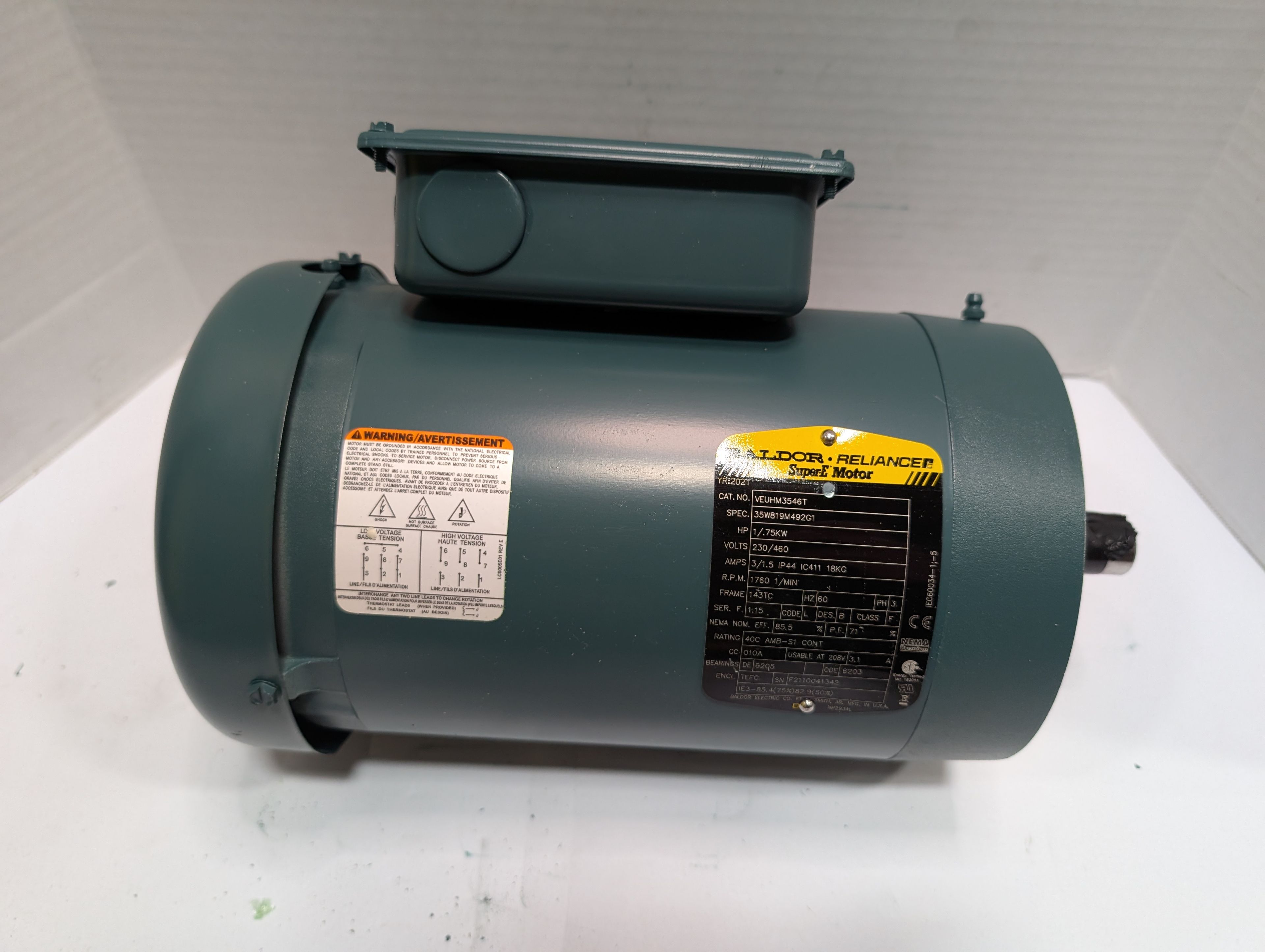 Baldor Reliance - 1 HP Electric Motor - VEUHM3546T