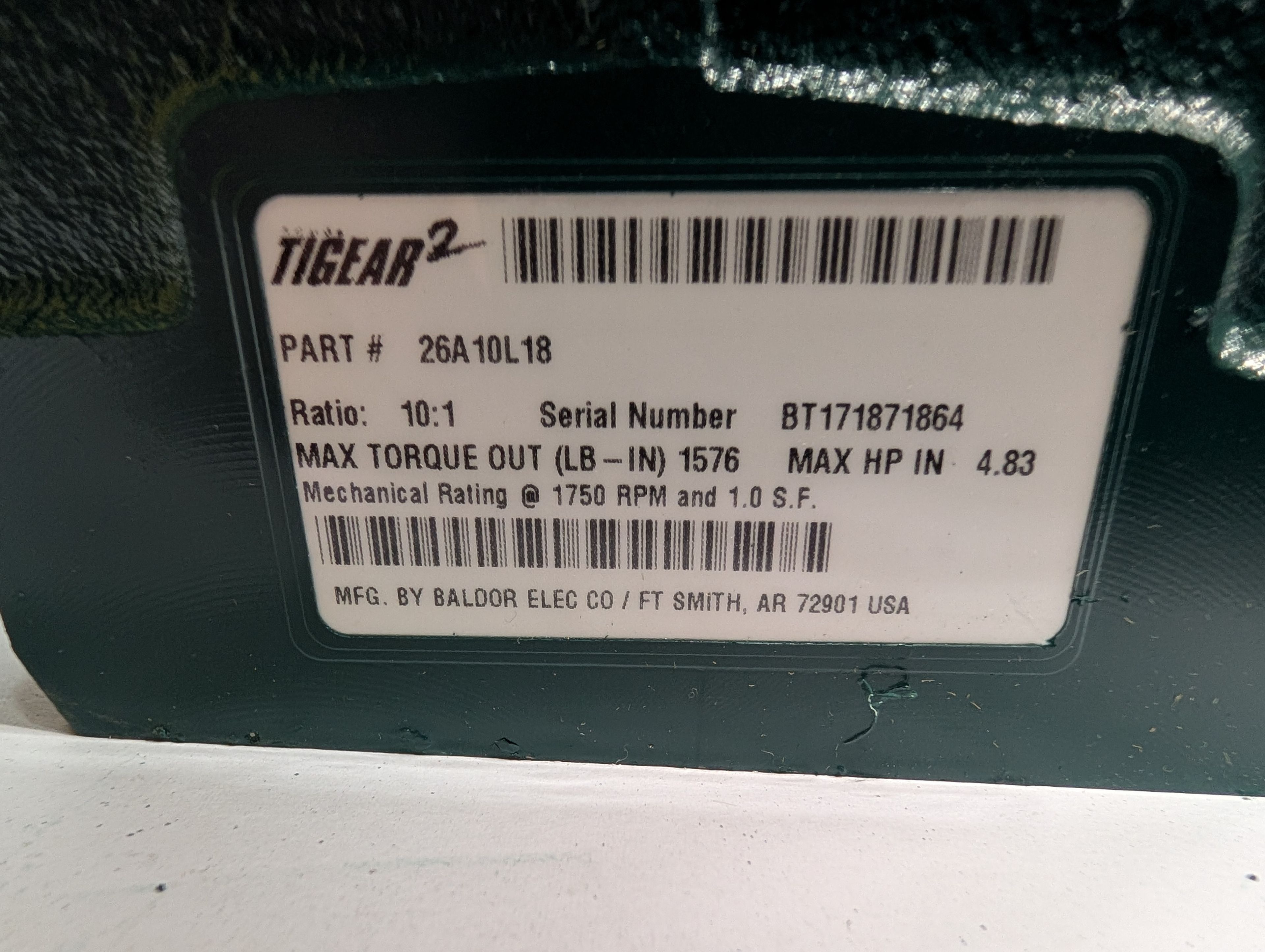 Dodge Tigear - 10:1 Gear Reducer - 26A10L18 - Document 4