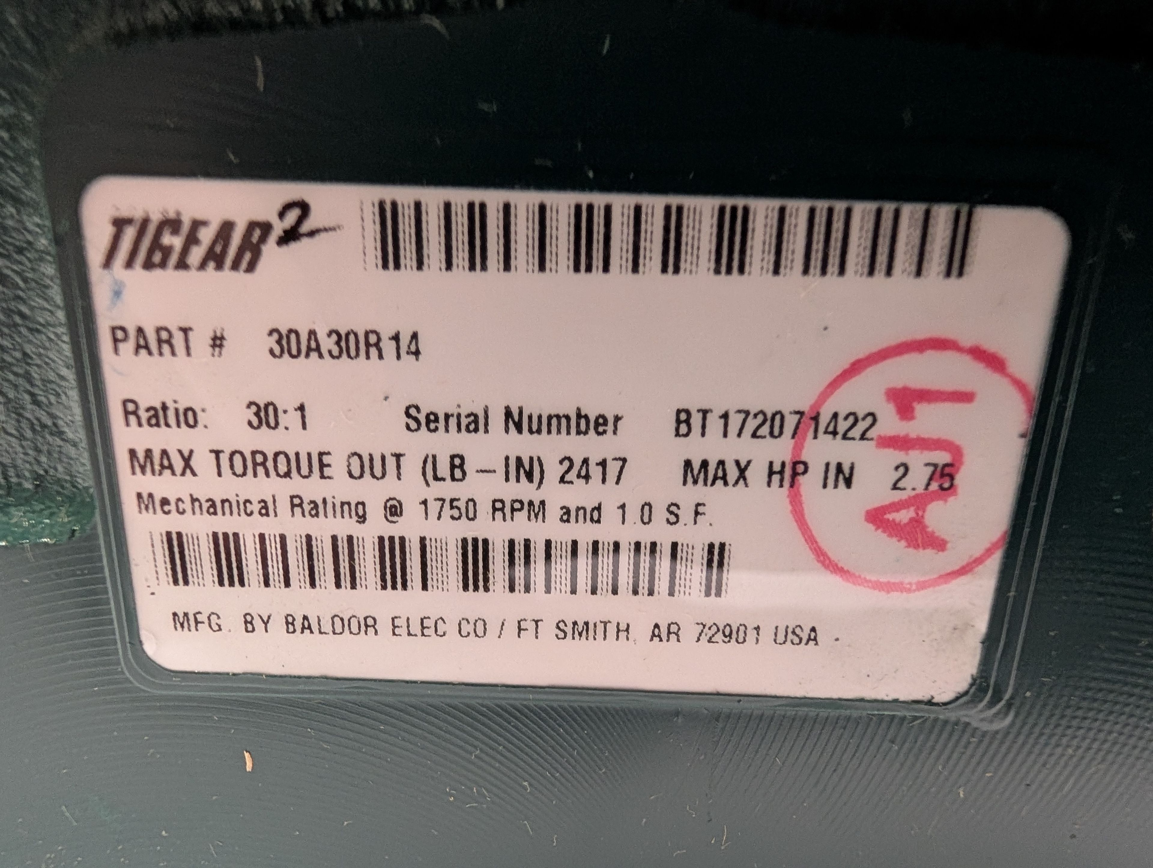 Dodge Tigear - 30:1 Gear Reducer - 30A30R14 - Document 4