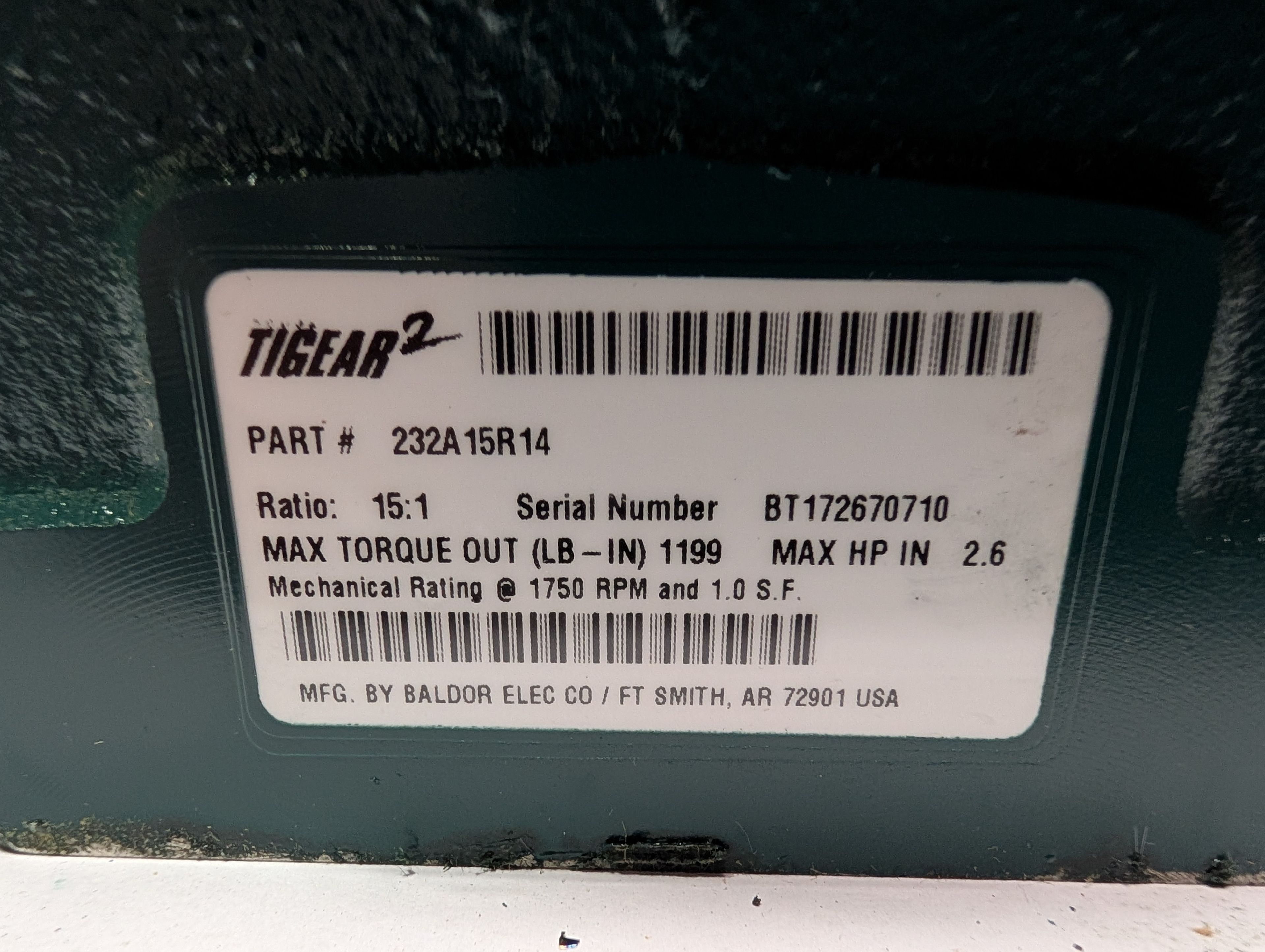 Dodge Tigear 15:1 Gear Reducer - 232A15R14 - Document 5