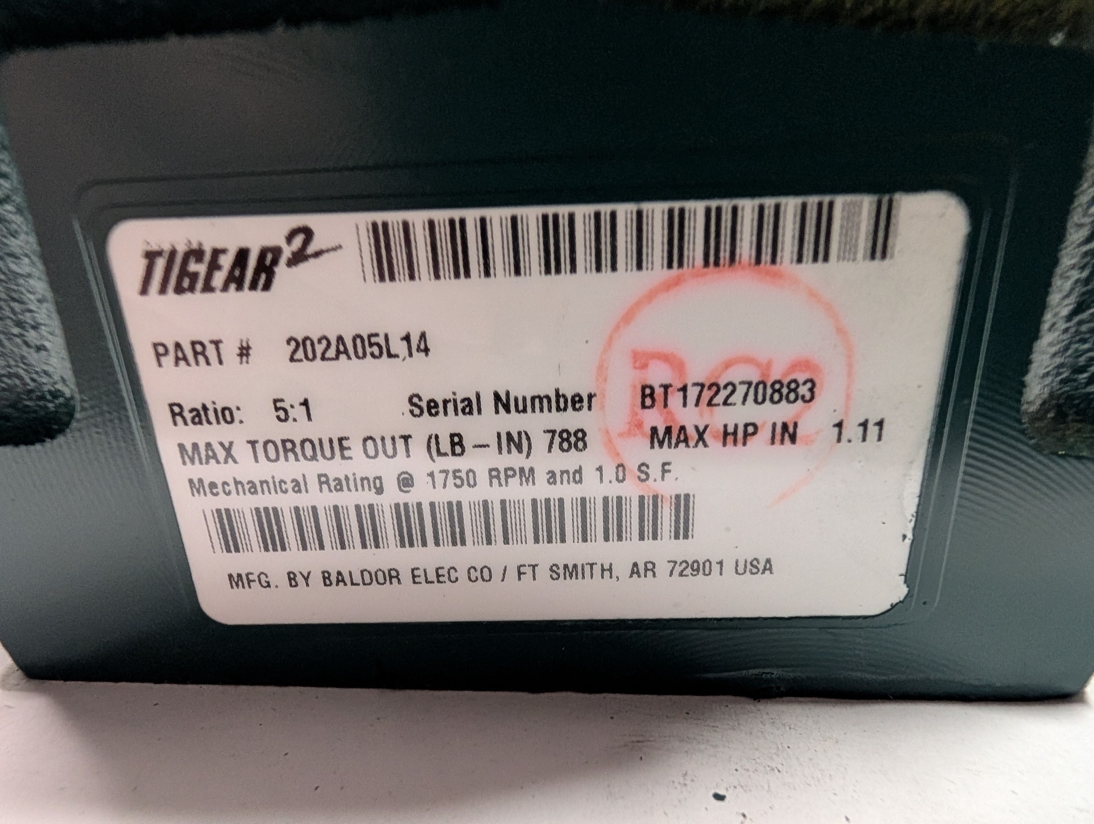 Dodge Tigear - 5:1 Gear Reducer - 202A05L14 - Document 4