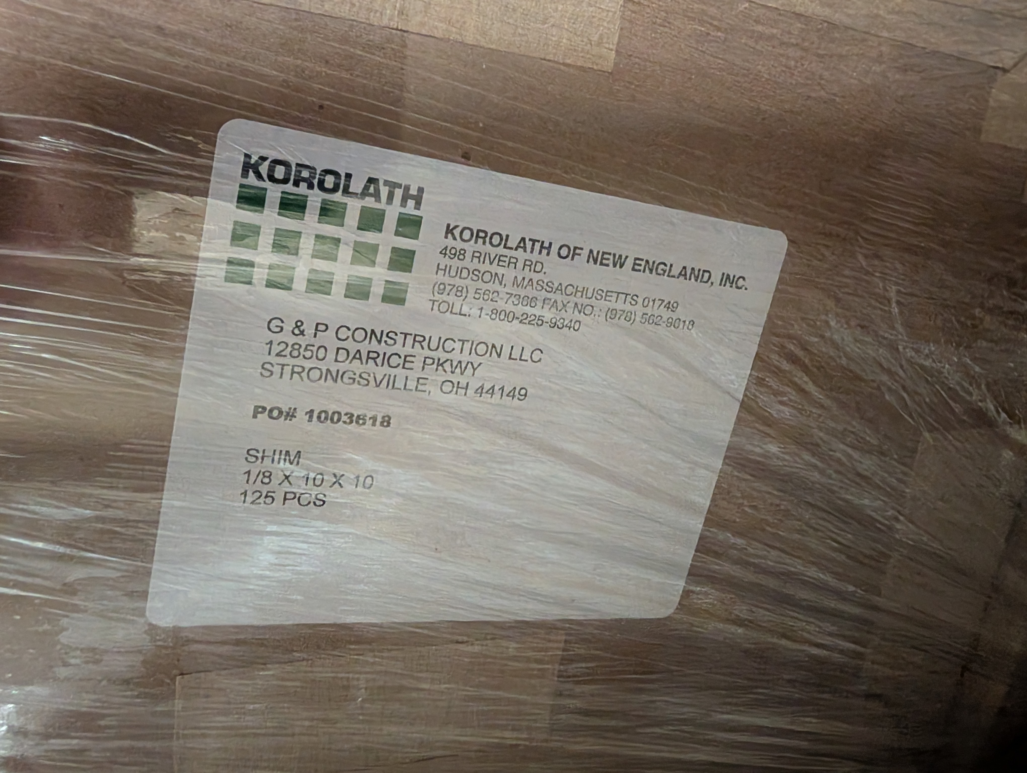 Korolath Shims - 10" x 10" x 1