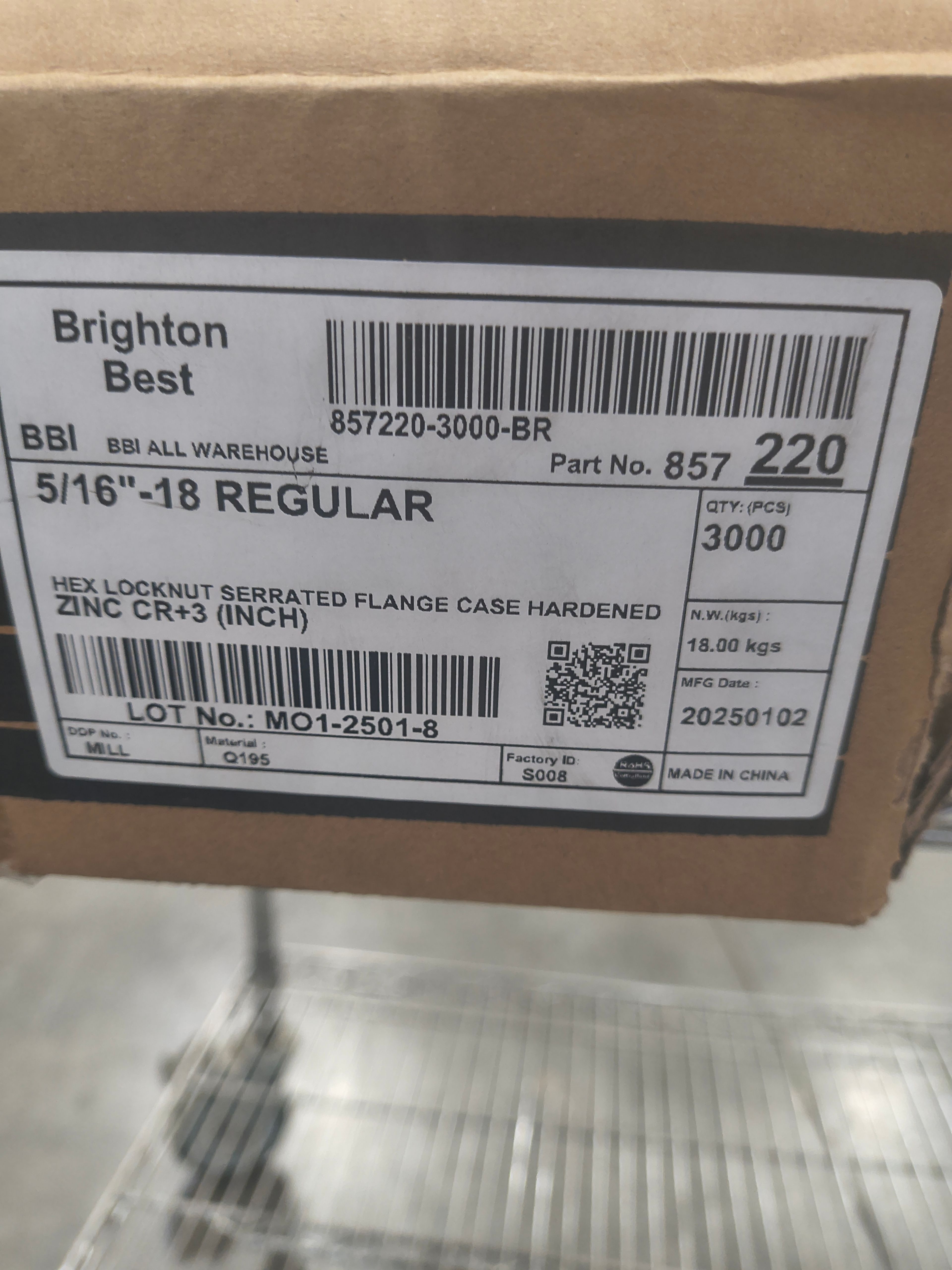 Brighton Best Hex Locknut 5/16" x 18 - Document 5