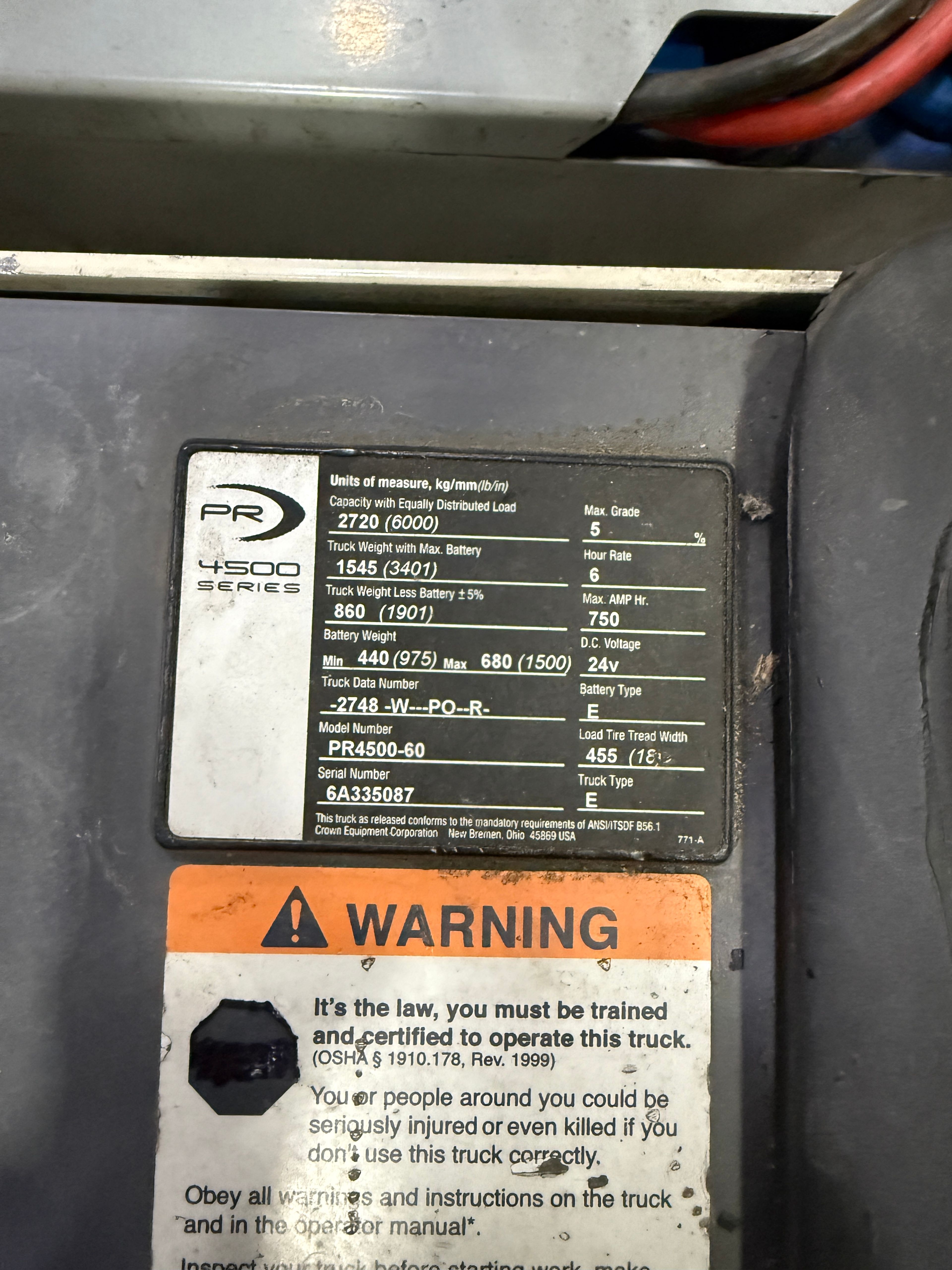 Crown Single Walkie Rider - Model PR4500-60 - Document 7
