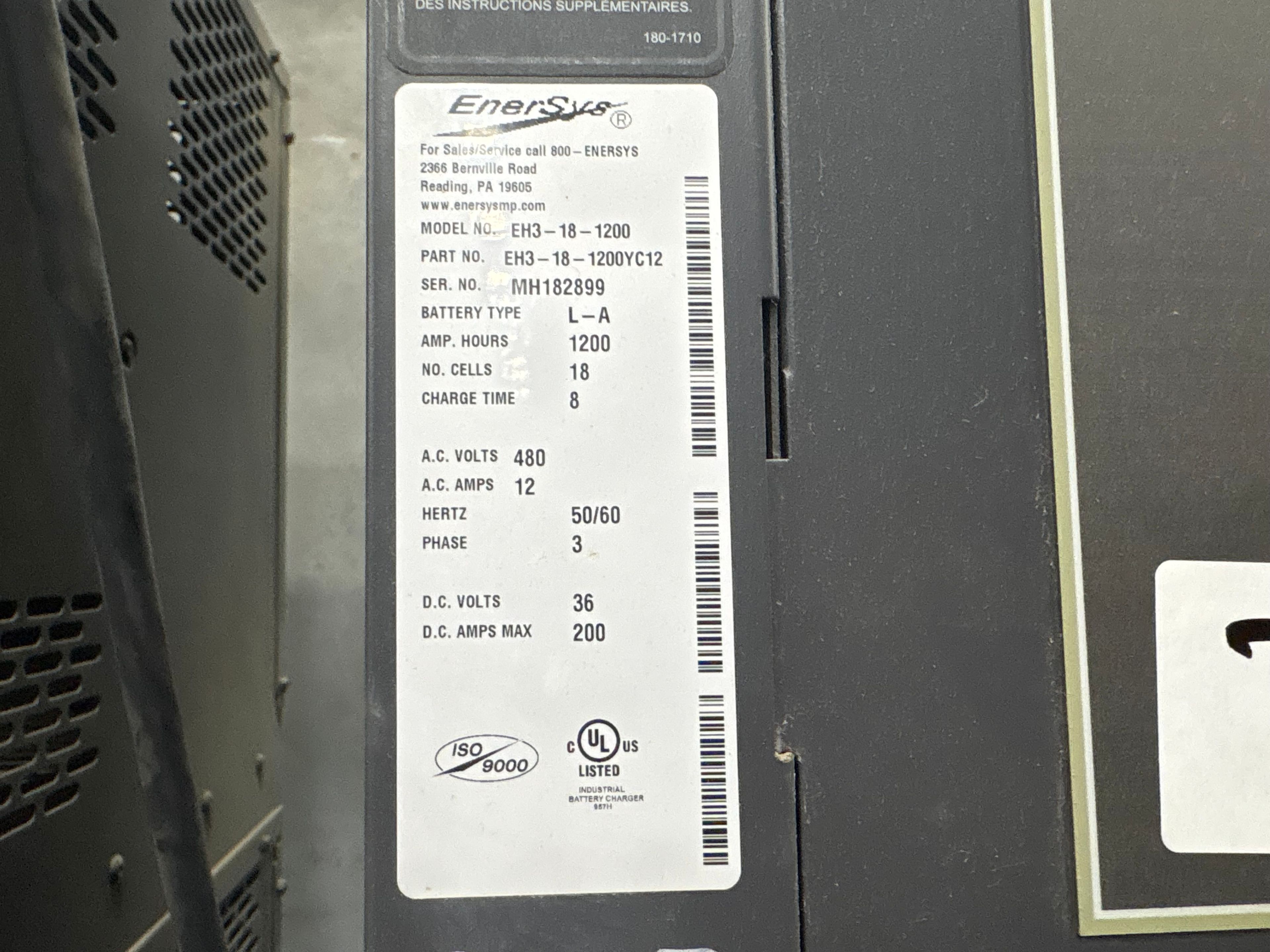 Enersys Enforcer HF- 36V Battery Charger - Document 2