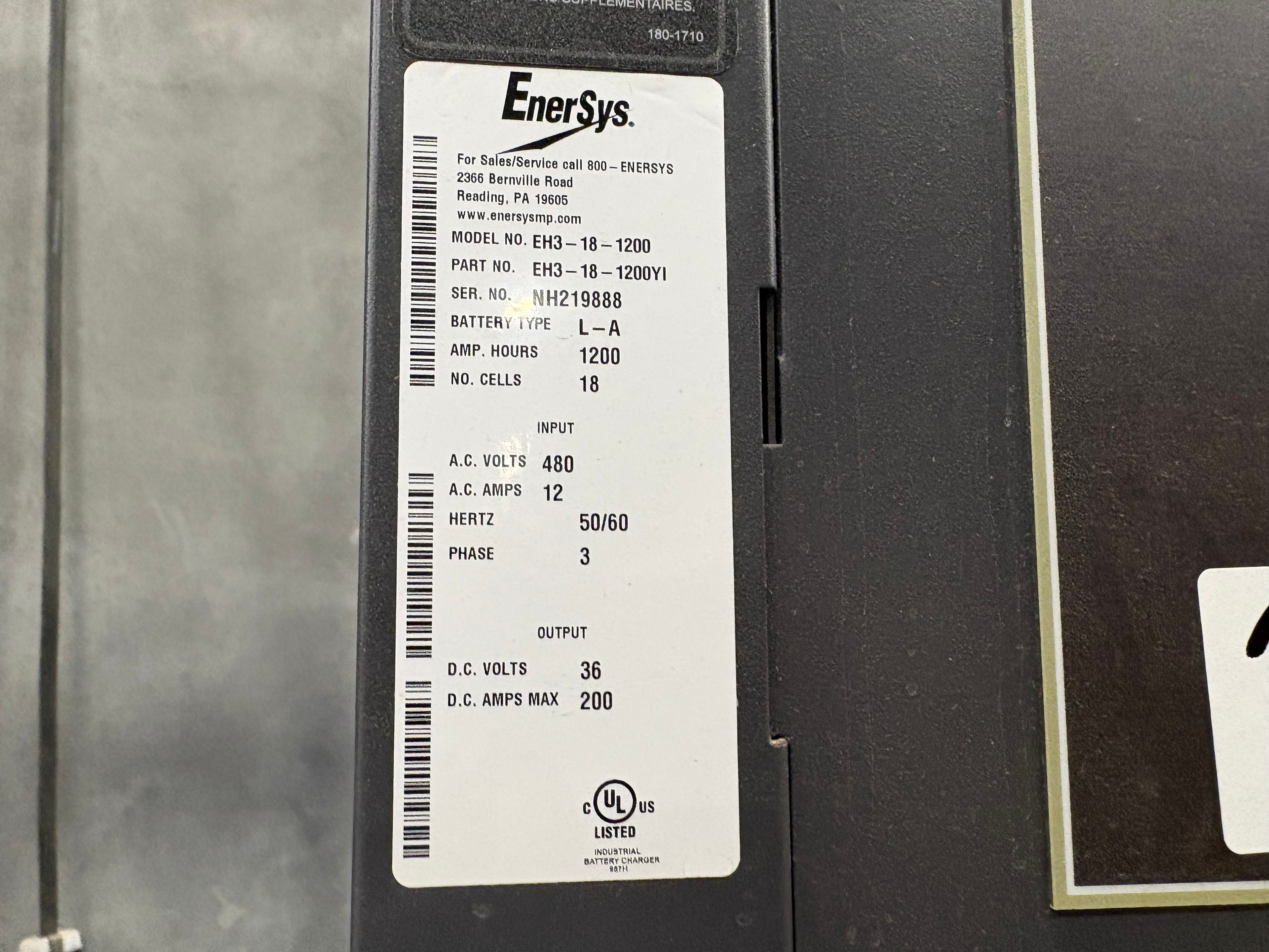 Enersys Enforcer HF- 36V Battery Charger - Document 3