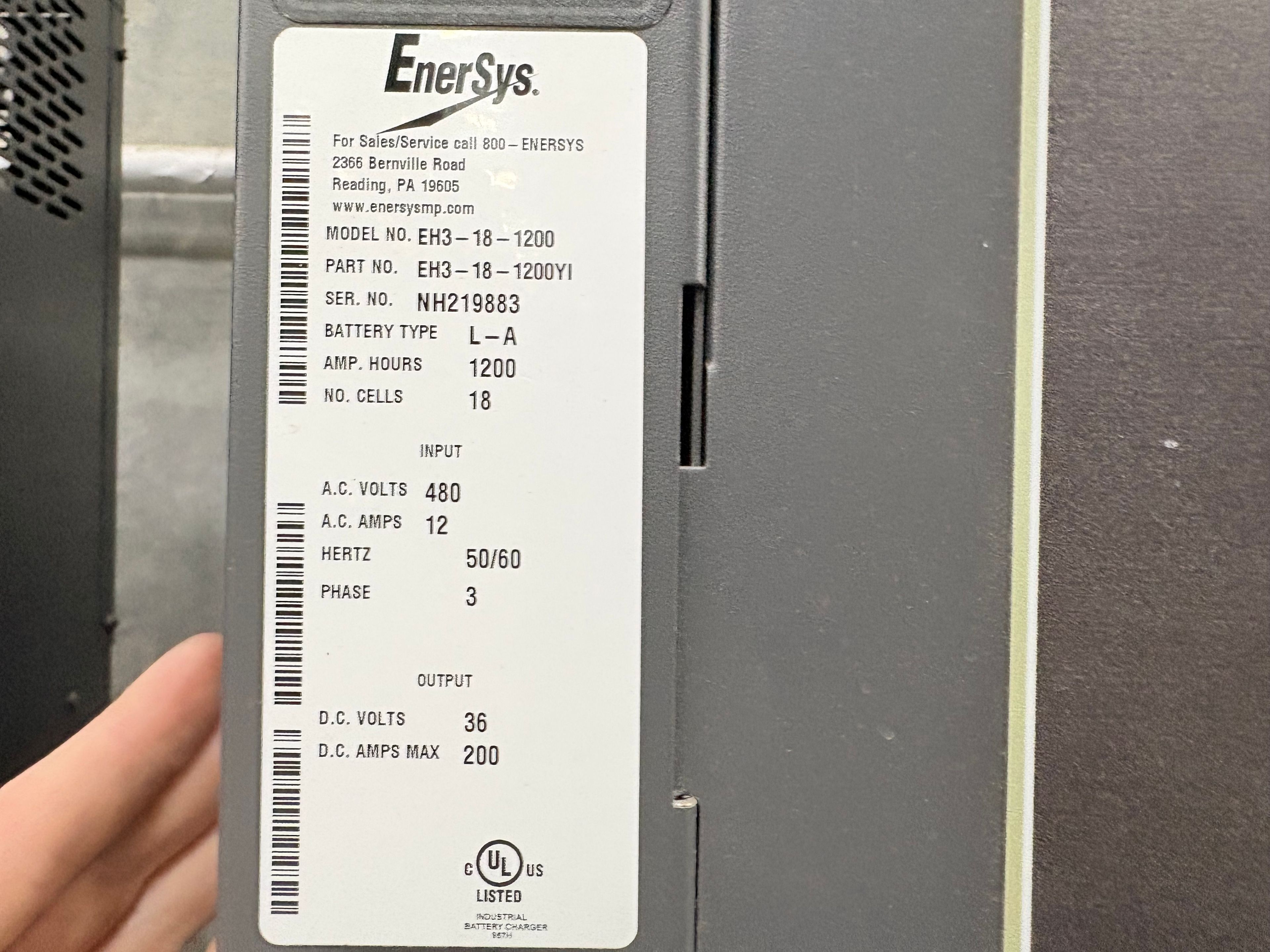 Enersys Enforcer HF- 36V Battery Charger - Document 3
