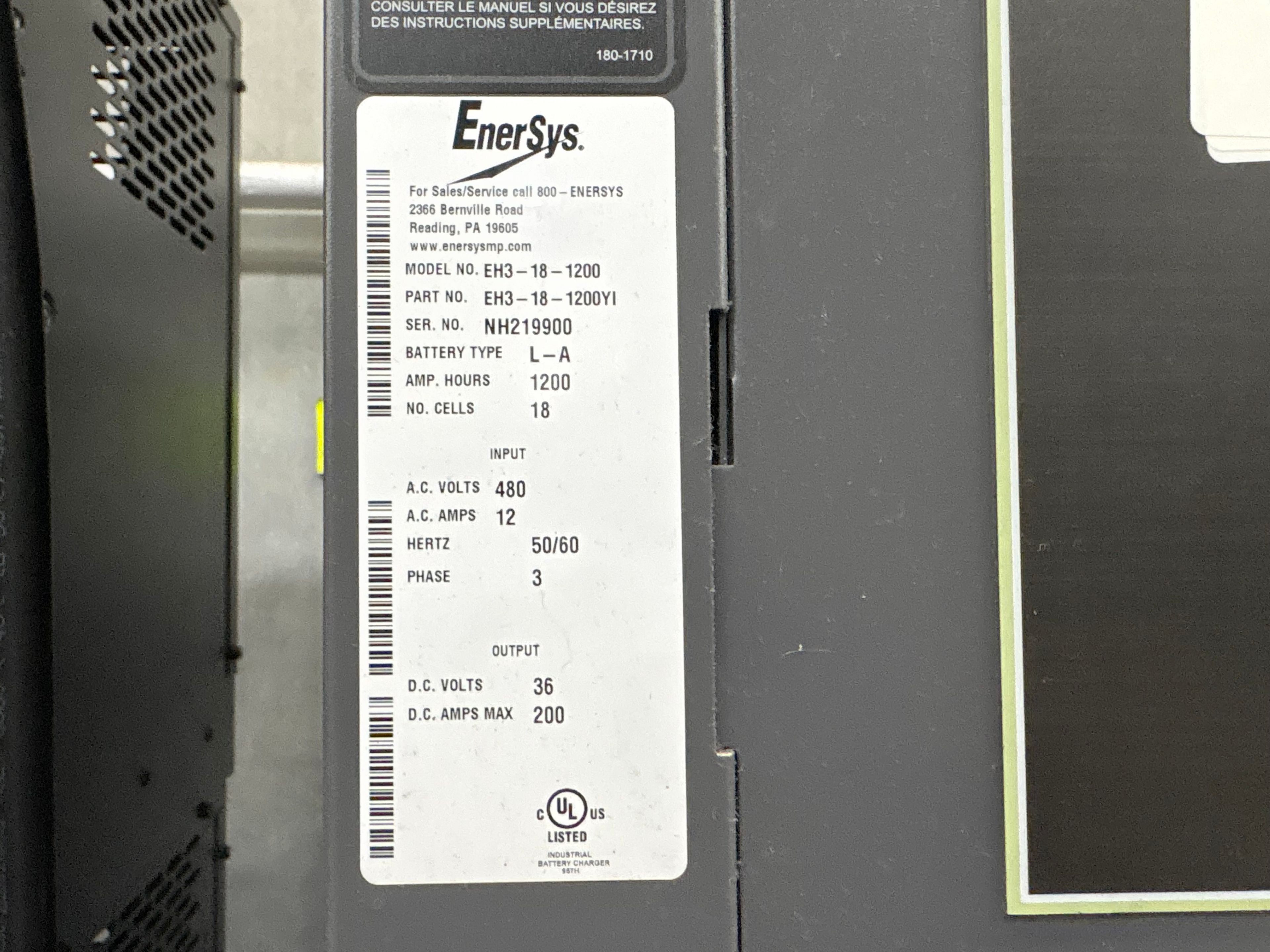 Enersys Enforcer HF- 36V Battery Charger - Document 3