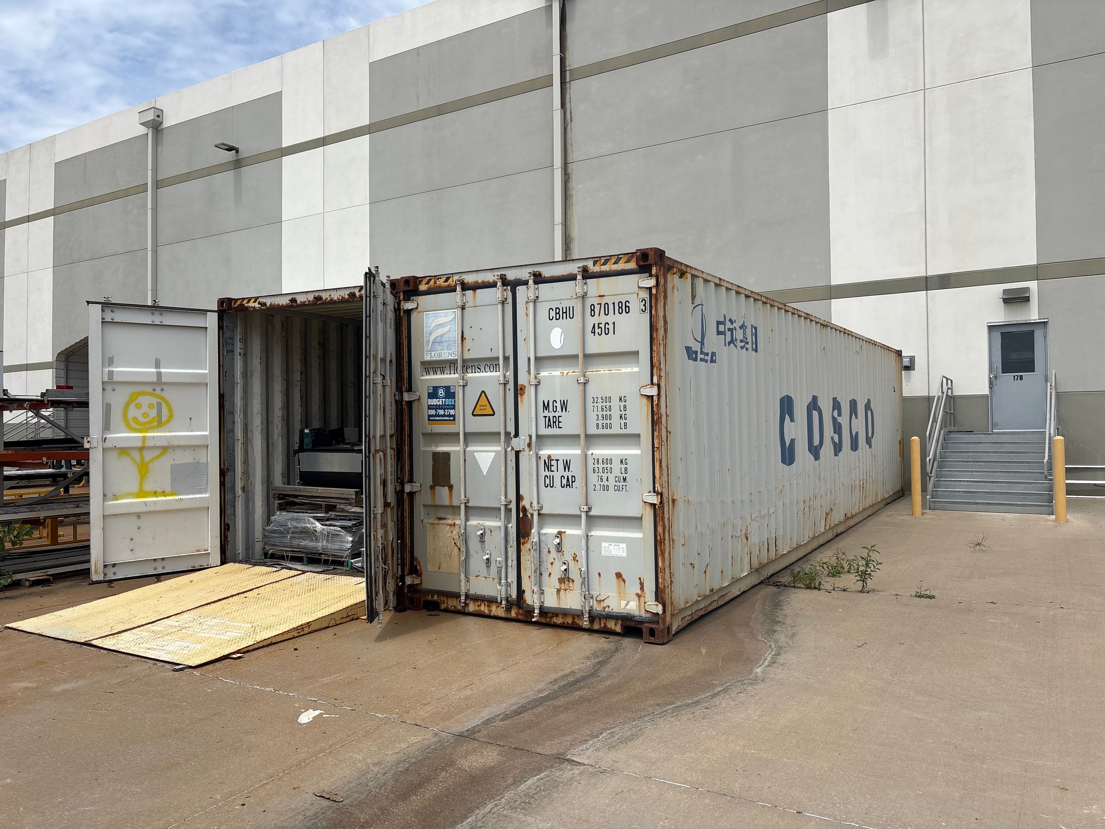 CIMC Storage Container - 40' x 8' x 116" - 2700 Cubic Feet - 3' x 3' Window Hole