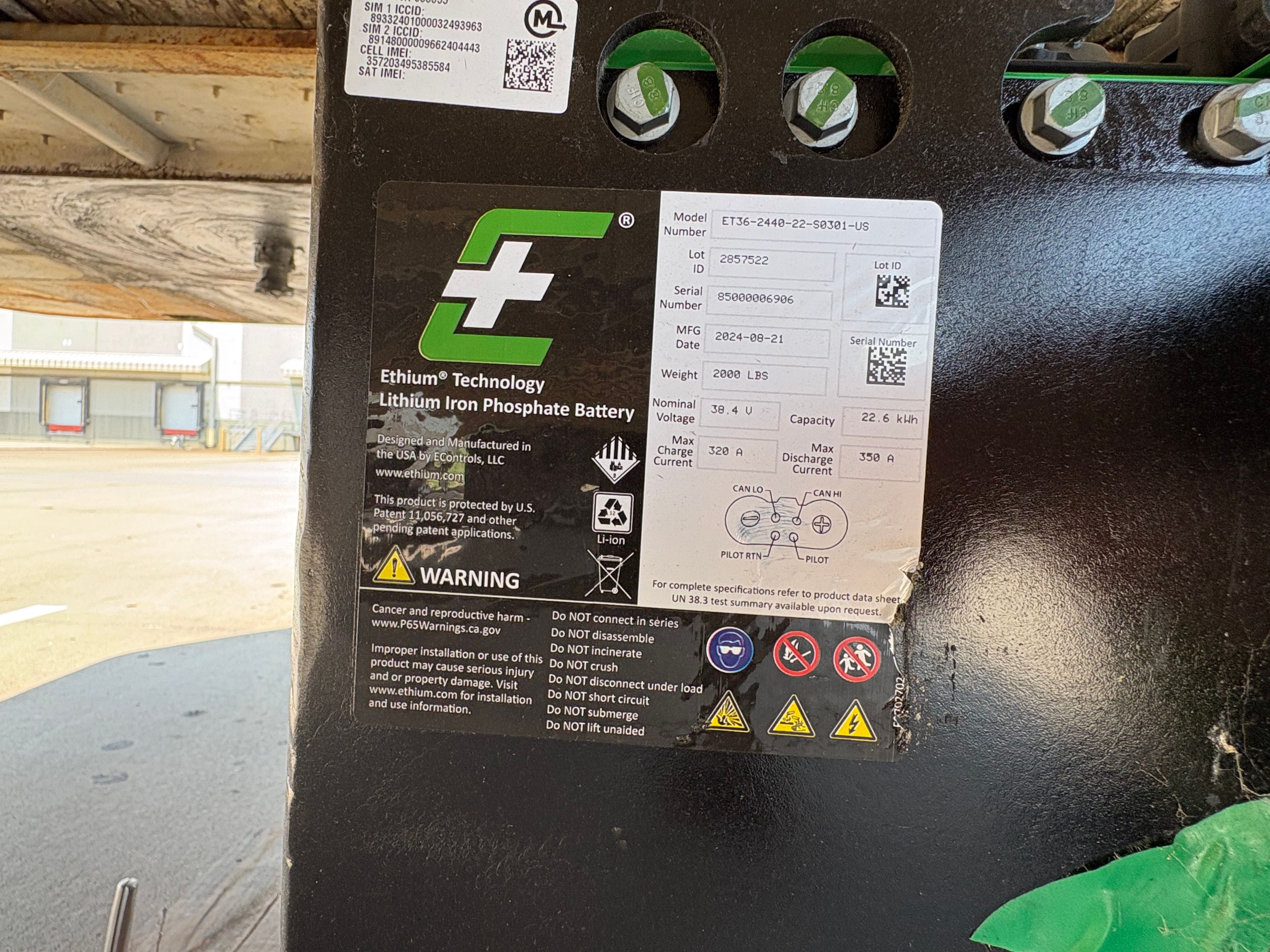 Ethium Technologies Lithium Battery - 38V - 15" x 38" x 31" - Document 2