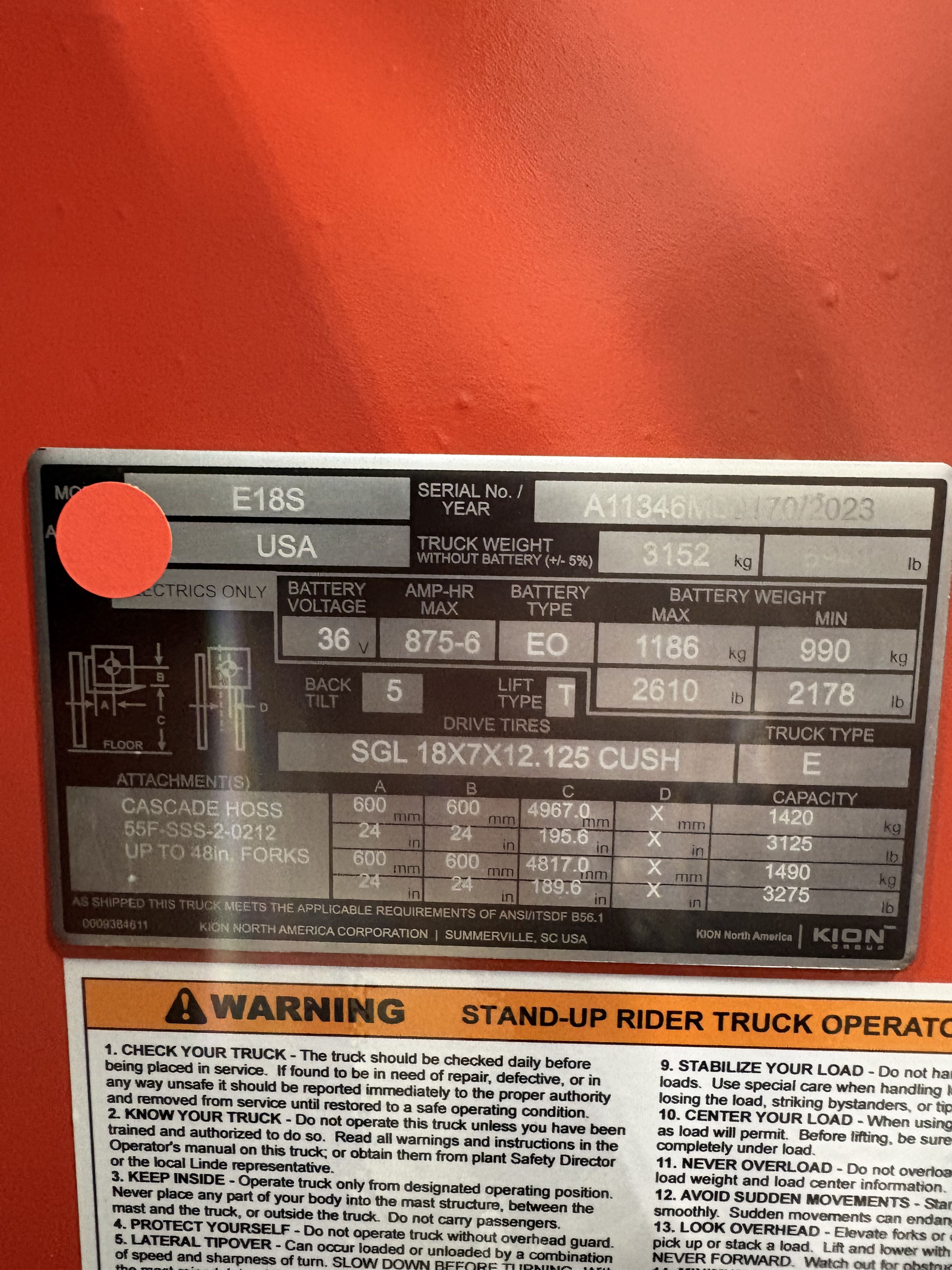 Linde E18S Forklift - Document 6