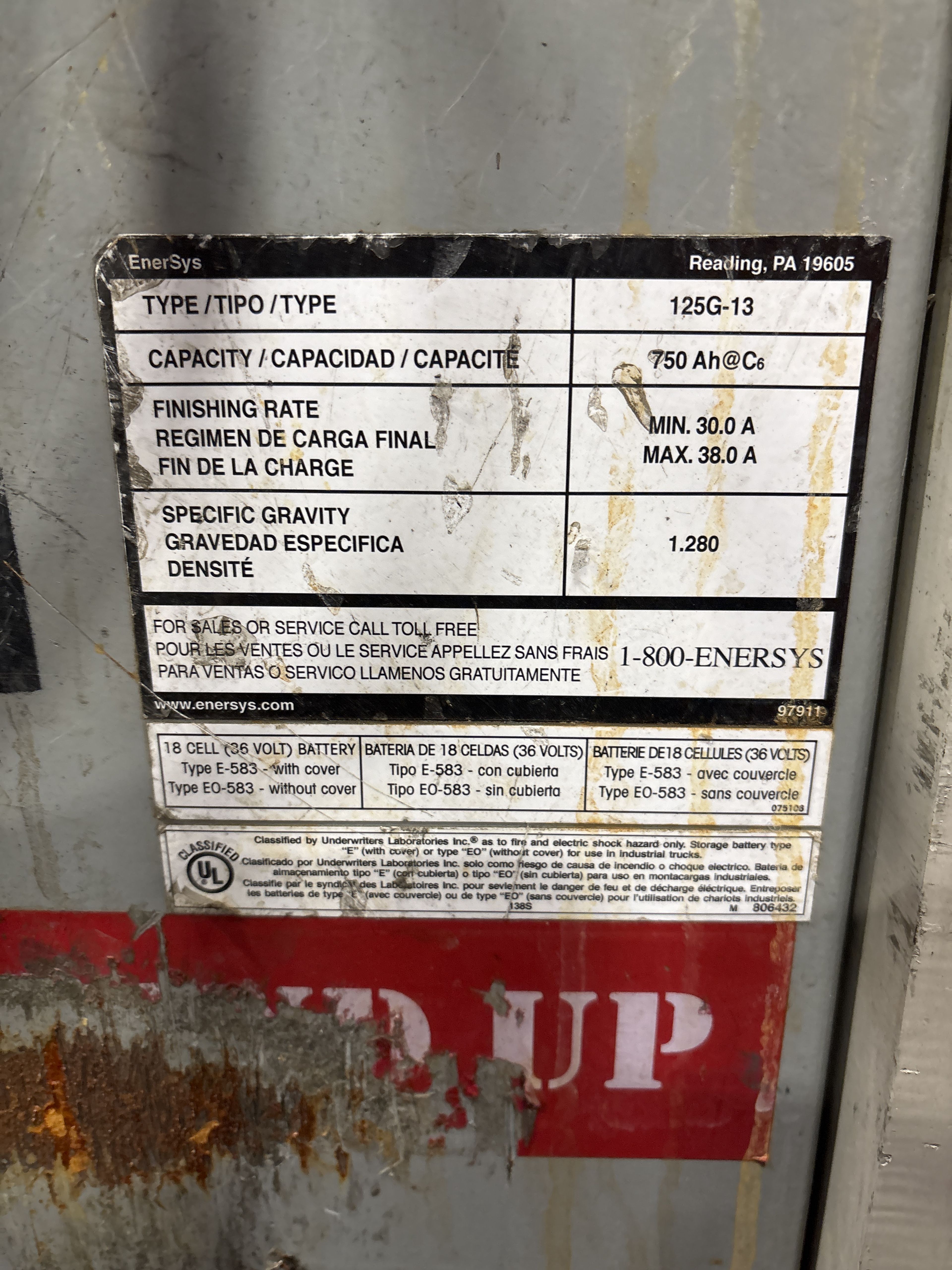 36 Volt Enersys Battery - Document 2