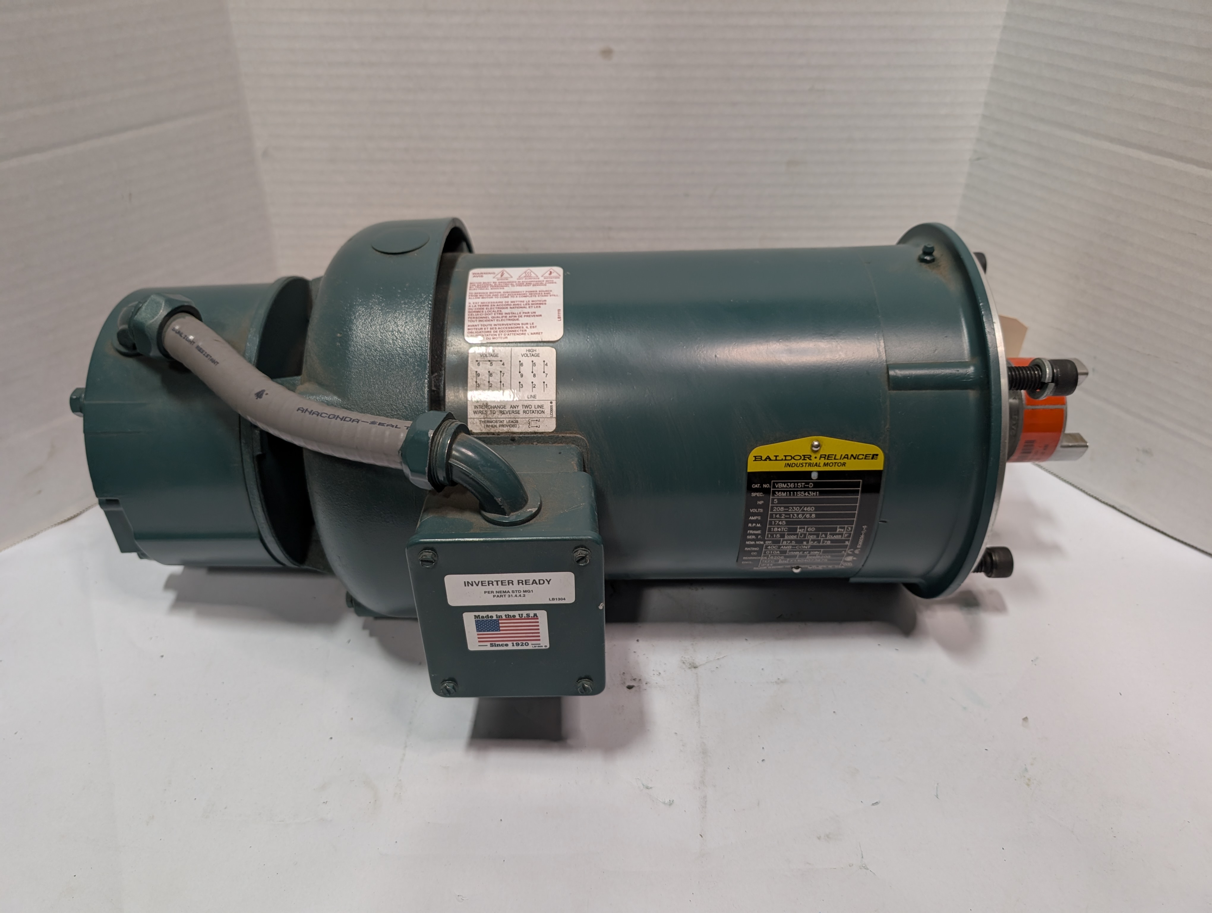 Baldor Reliance - 5 HP Electric Motor - VBM3615T-D
