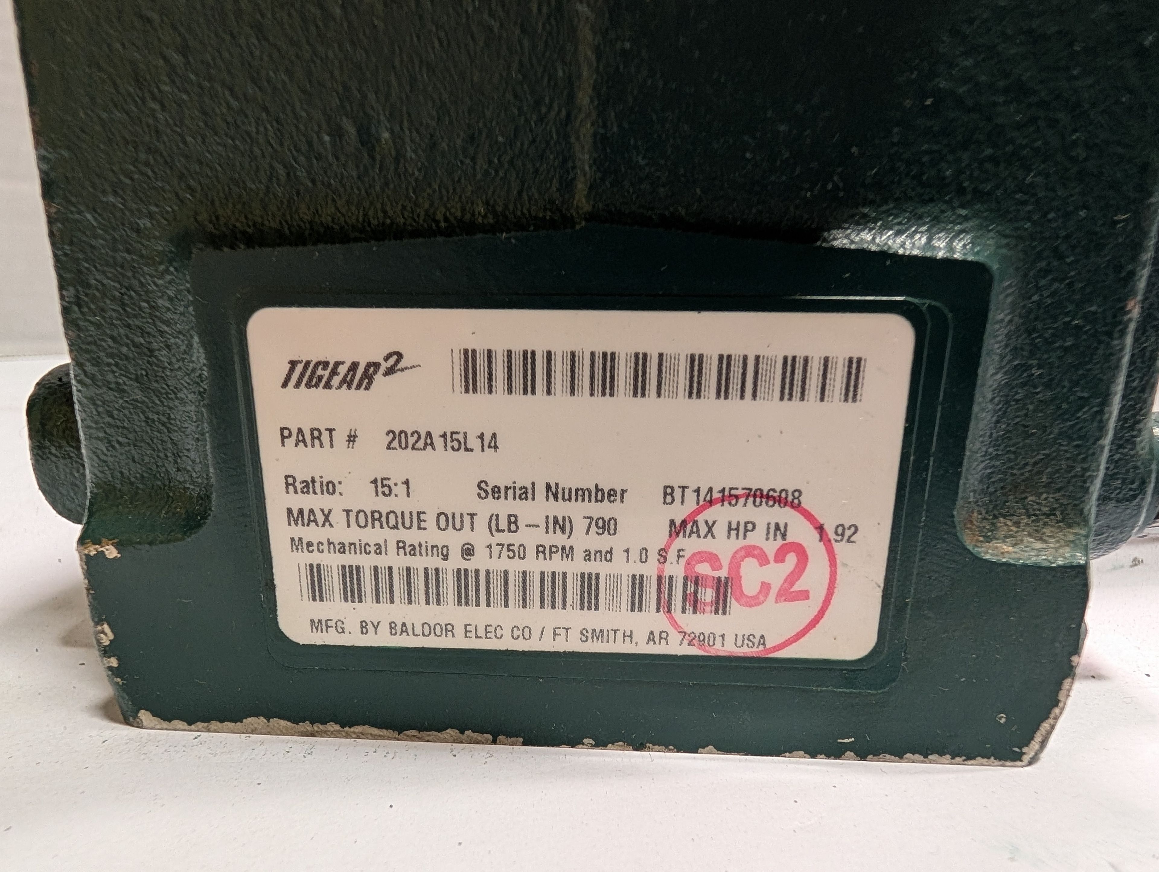 Dodge Tigear - 15:1 Gear Reducer - 202A15L14 - Document 3