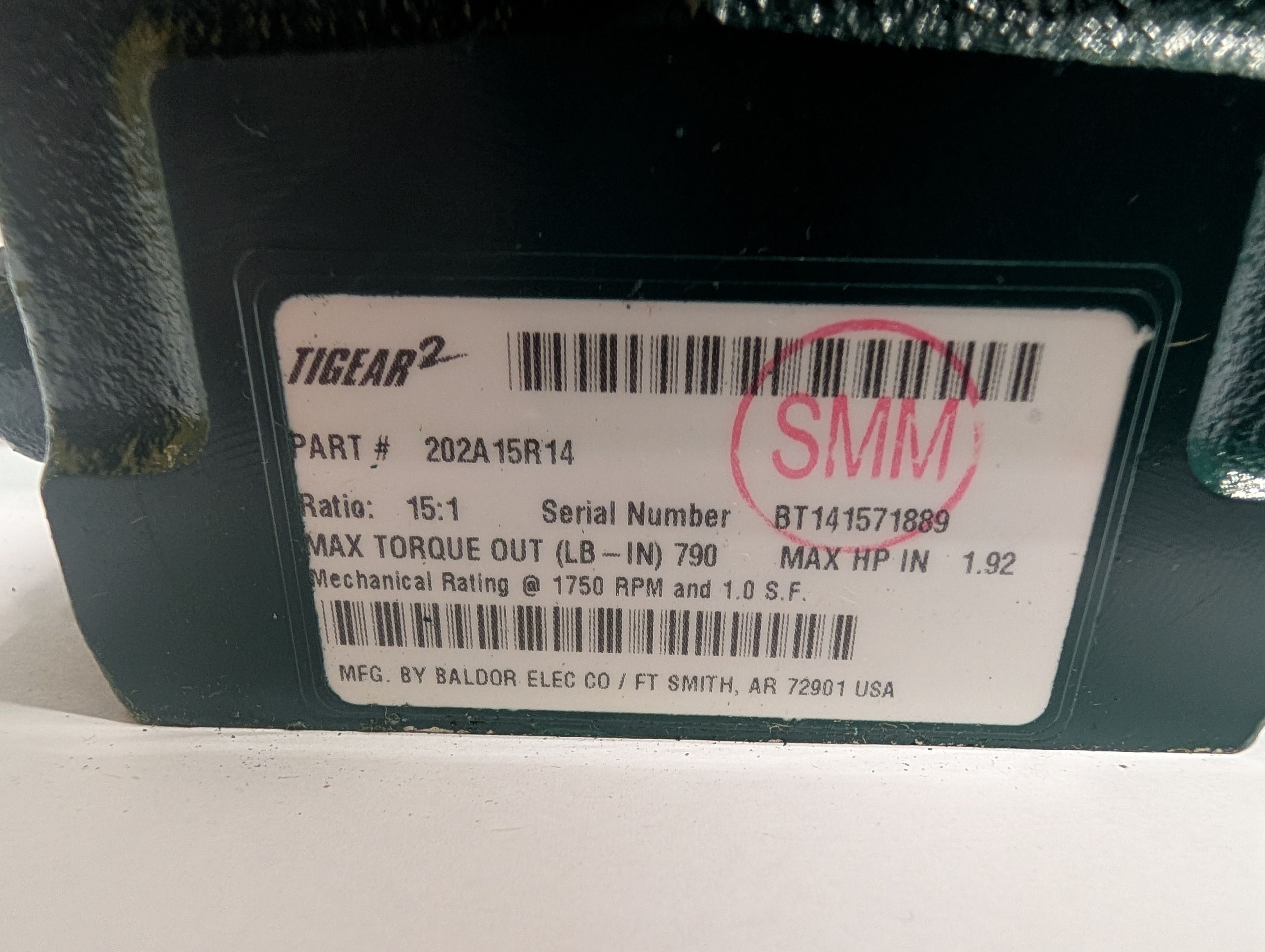 Dodge Tigear - 15:1 Gear Reducer - 202A15R14 - Document 3