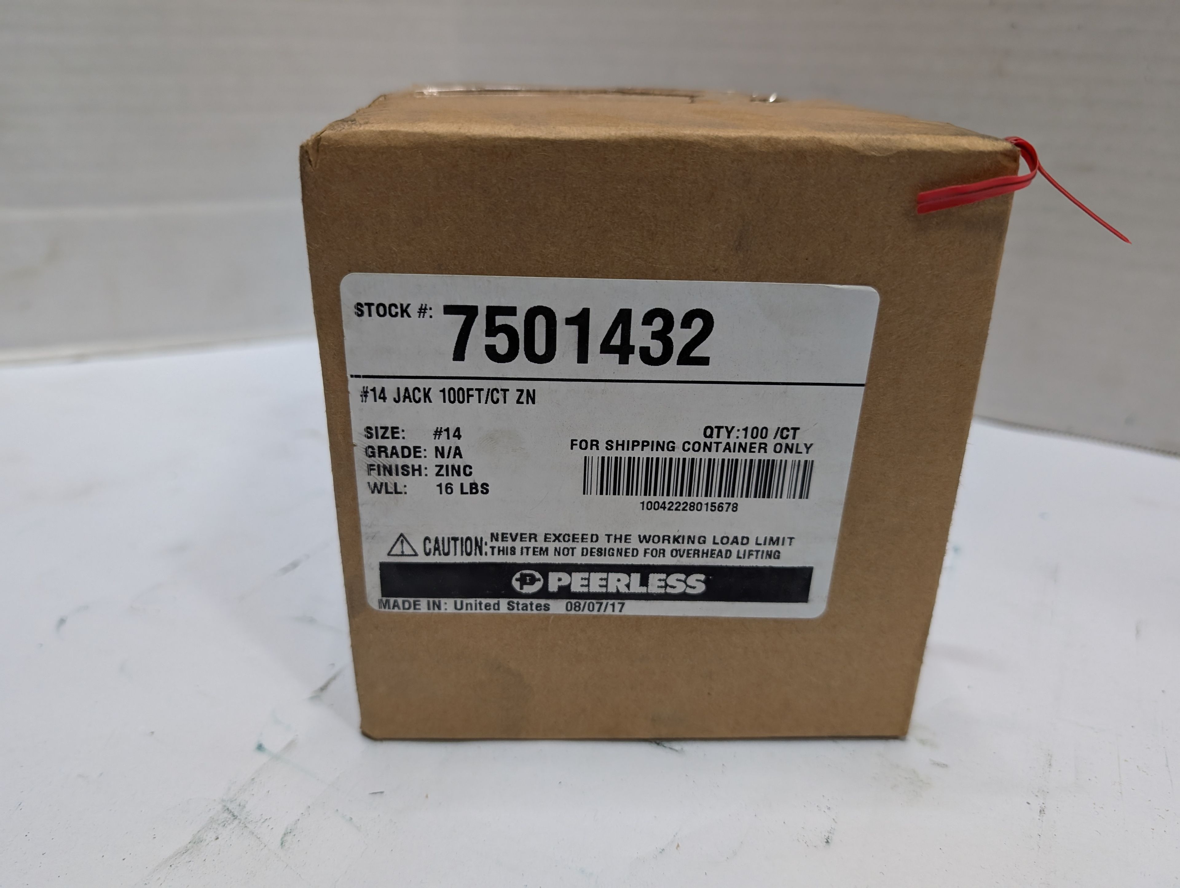 Peerless - #14 Jack Chain - 100 FT, Zinc Coded  - Document 2