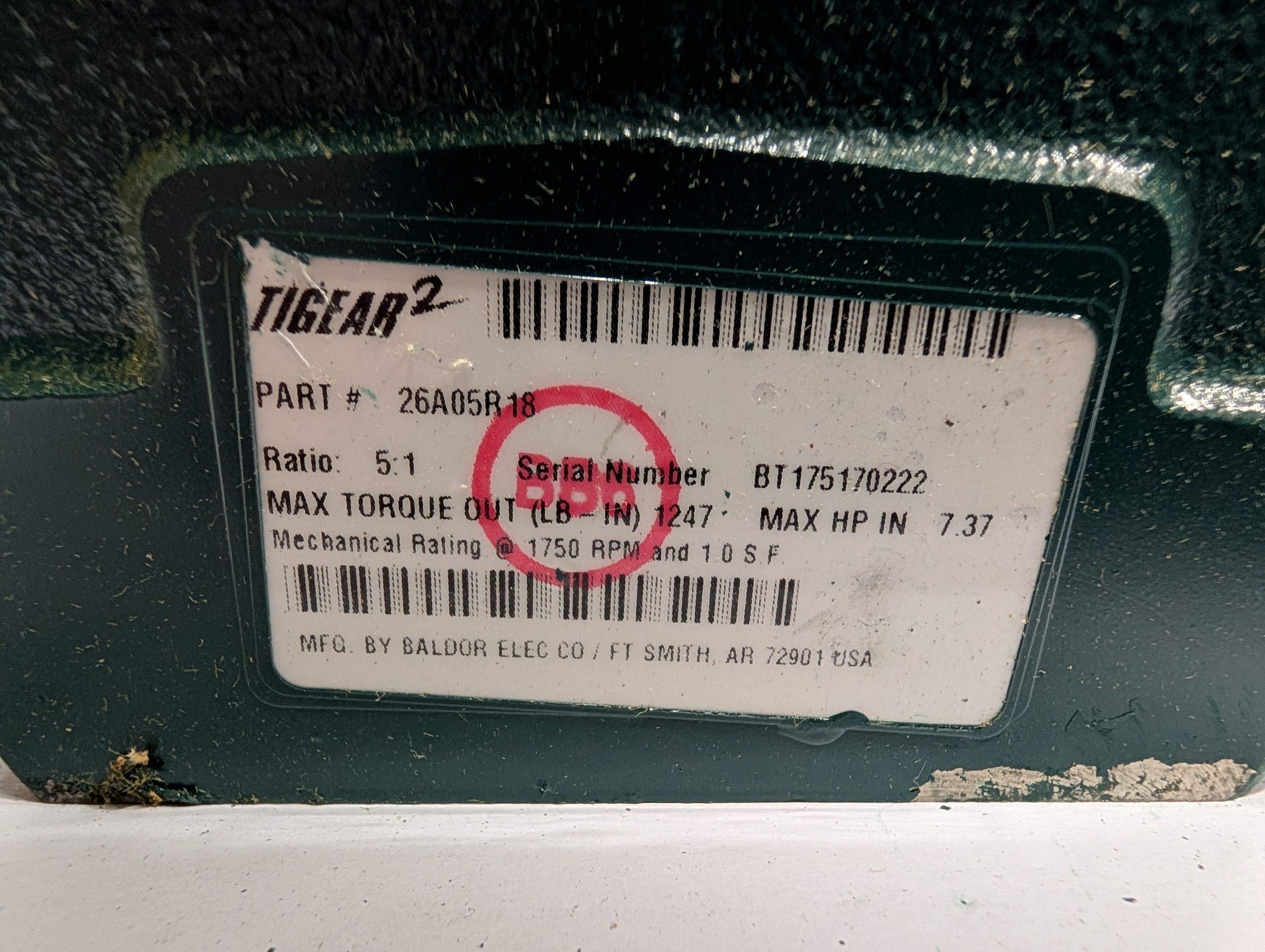 Dodge Tigear - 5:1 Gear Reducer - 26A05R18 - Document 5