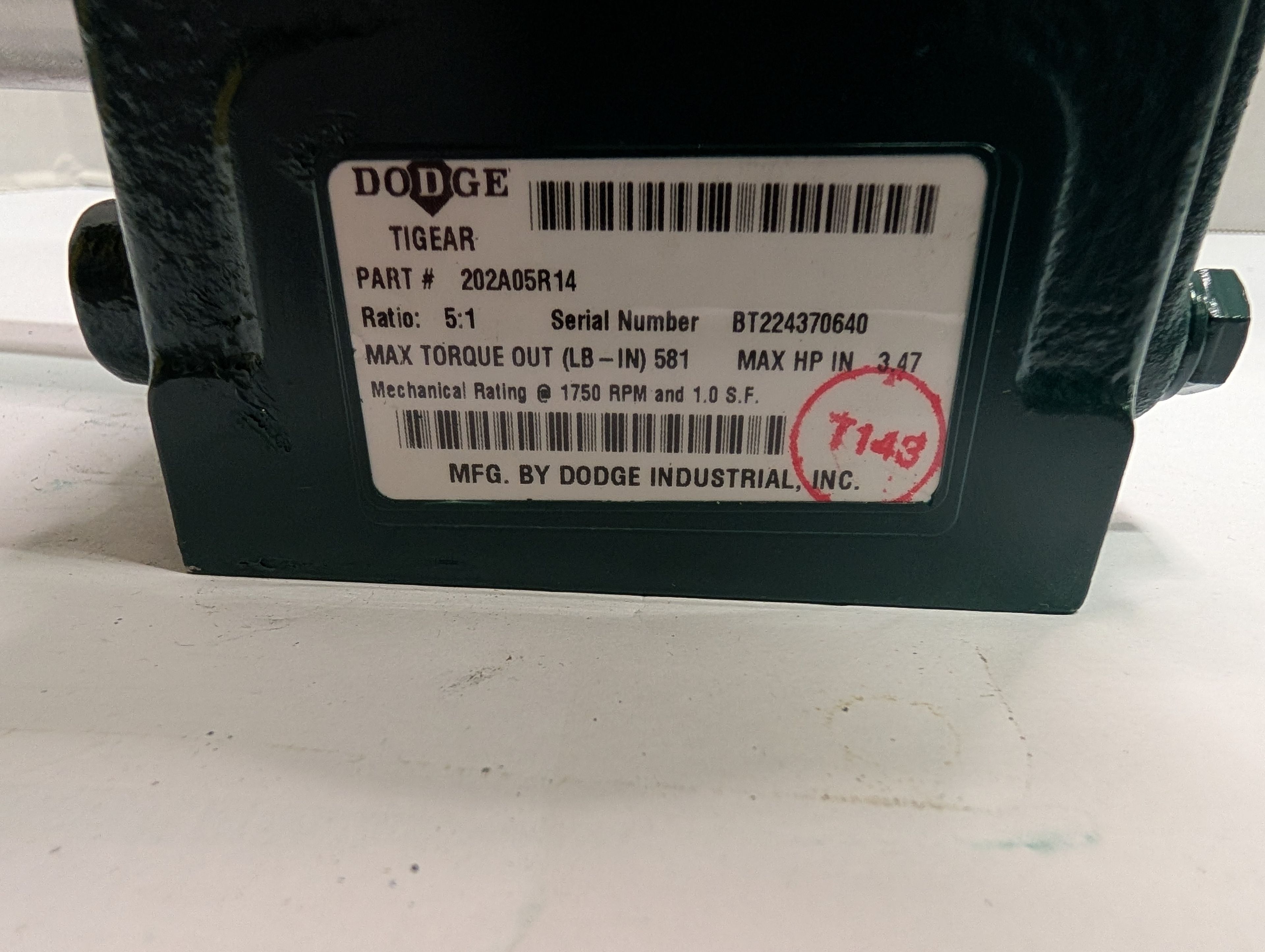 Dodge Tigear - 5:1 Gear Reducer - 202A05R14 - Document 5